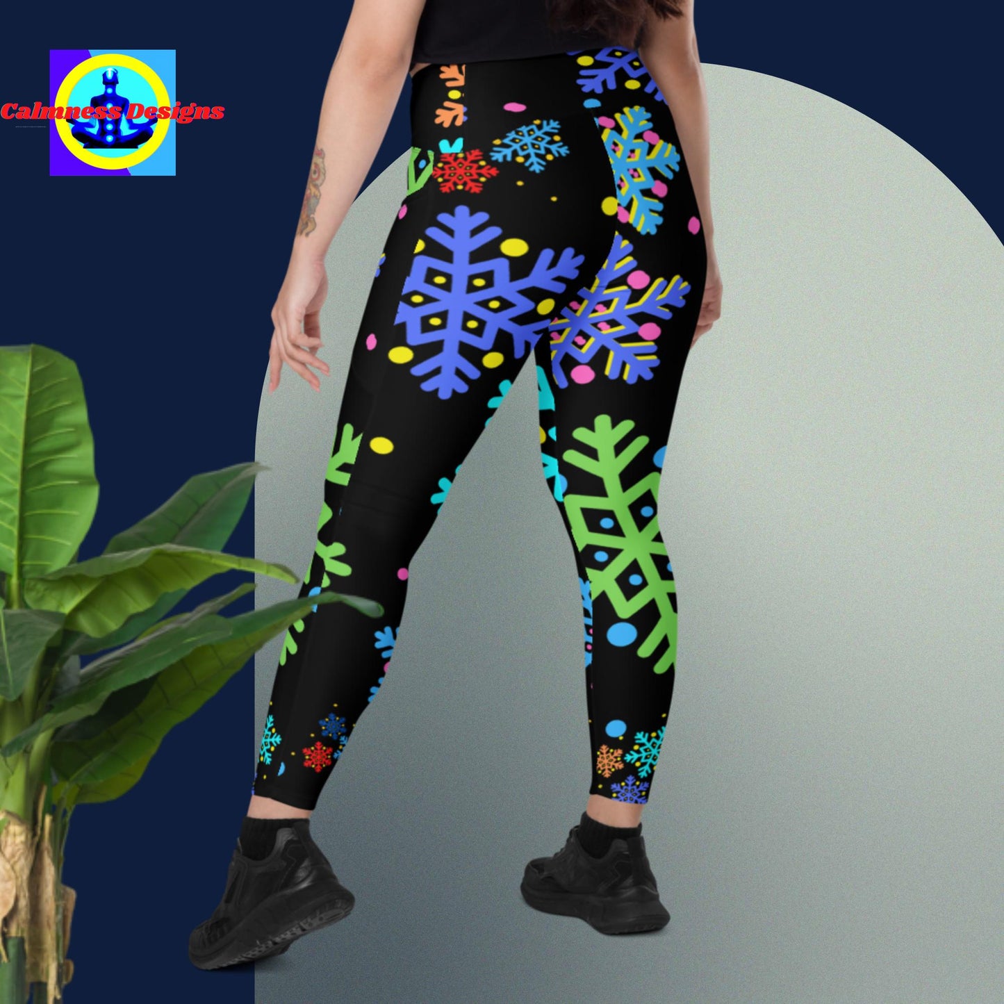 Christmas Elements Snow Flakes, Leggings with pockets
