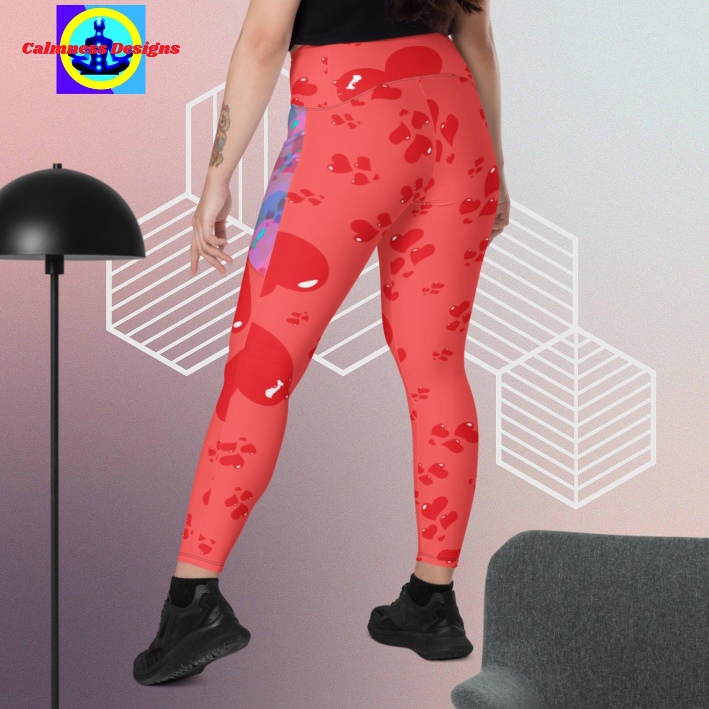Red-Hearts for Valentines, Leggings with pockets