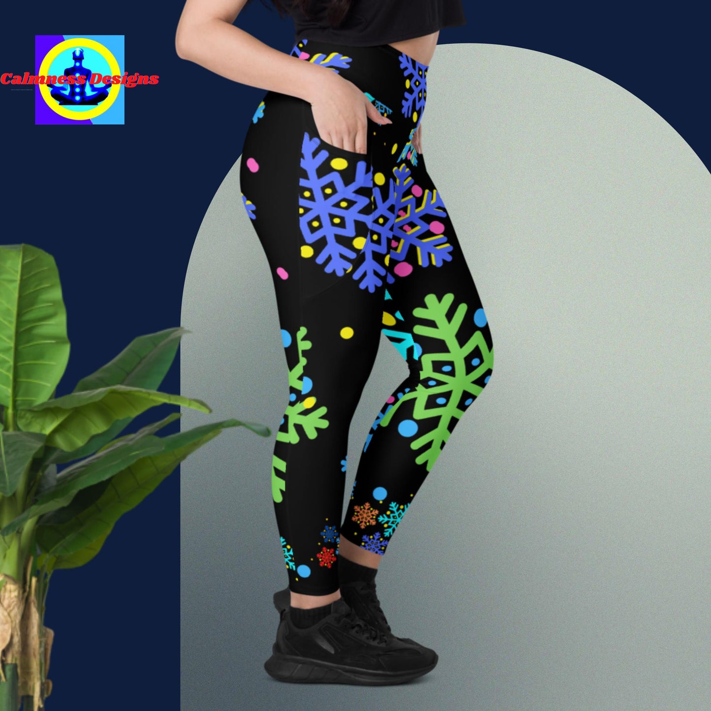 Christmas Elements Snow Flakes, Leggings with pockets