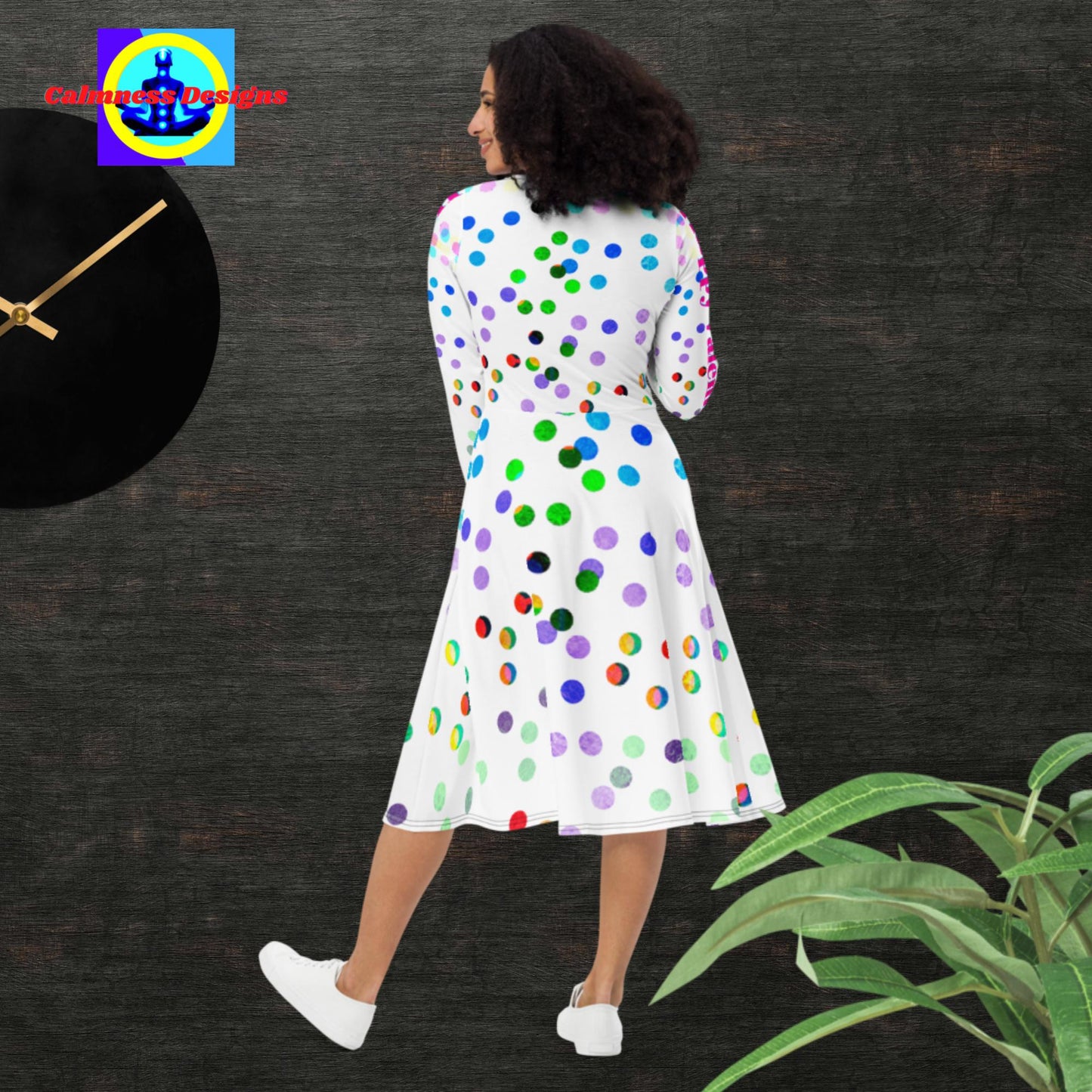 Happy Valentine's Day Hearts-Designs, All-over print long sleeve midi dress