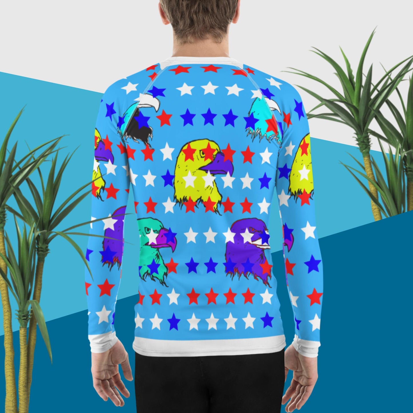 STARS, BALD-HEAD EAGLE,, Men's Rash Guard