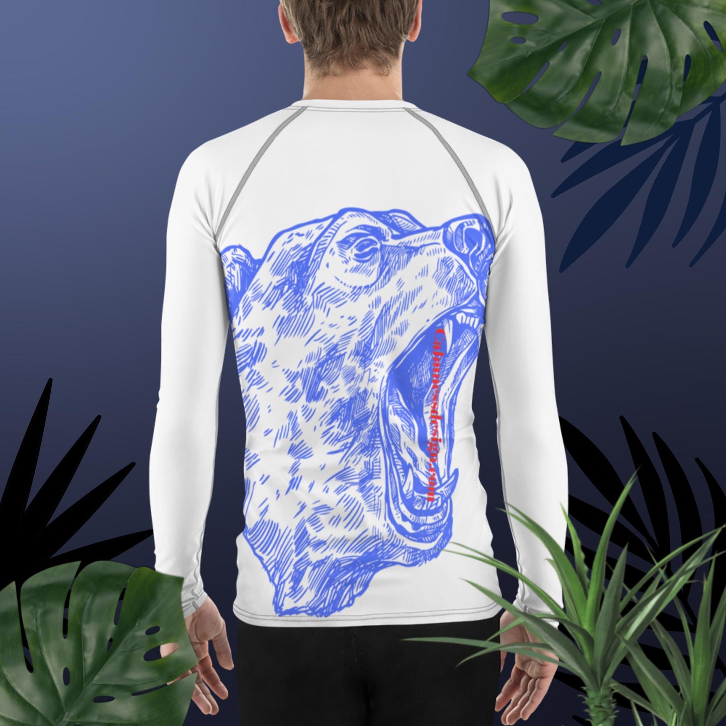 Grizzly Bear Roaring Head, Wild Men's Rash Guard