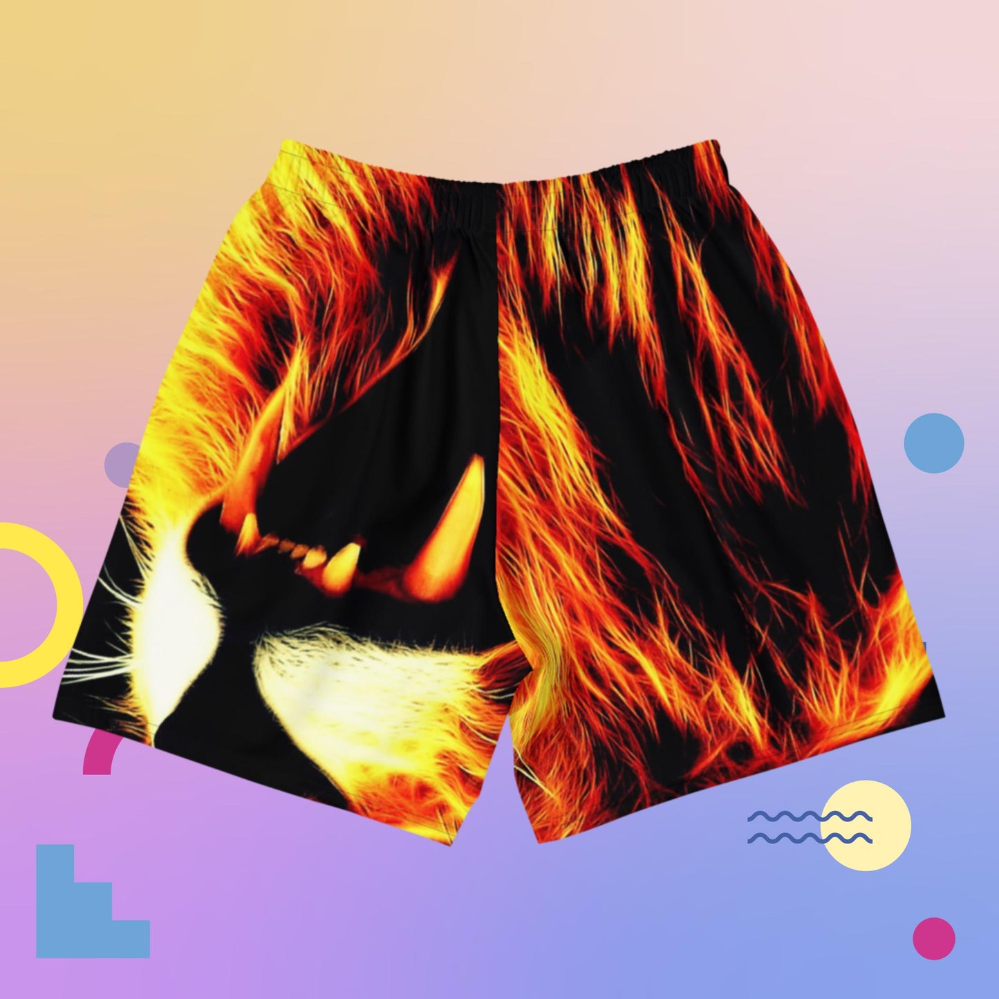 Lion-Head, Lion Mouth, Big Tooth, Men's Recycled Athletic Shorts