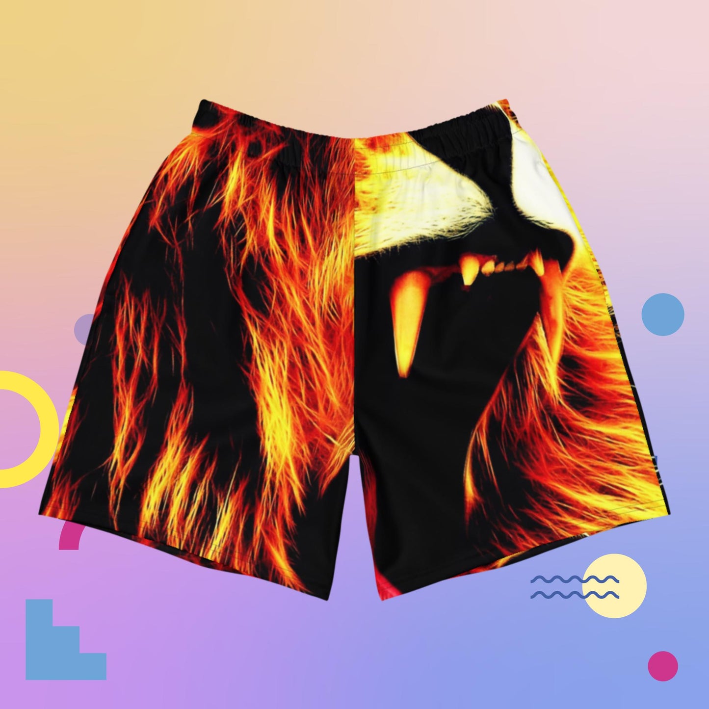 Lion-Head, Lion Mouth, Big Tooth, Men's Recycled Athletic Shorts