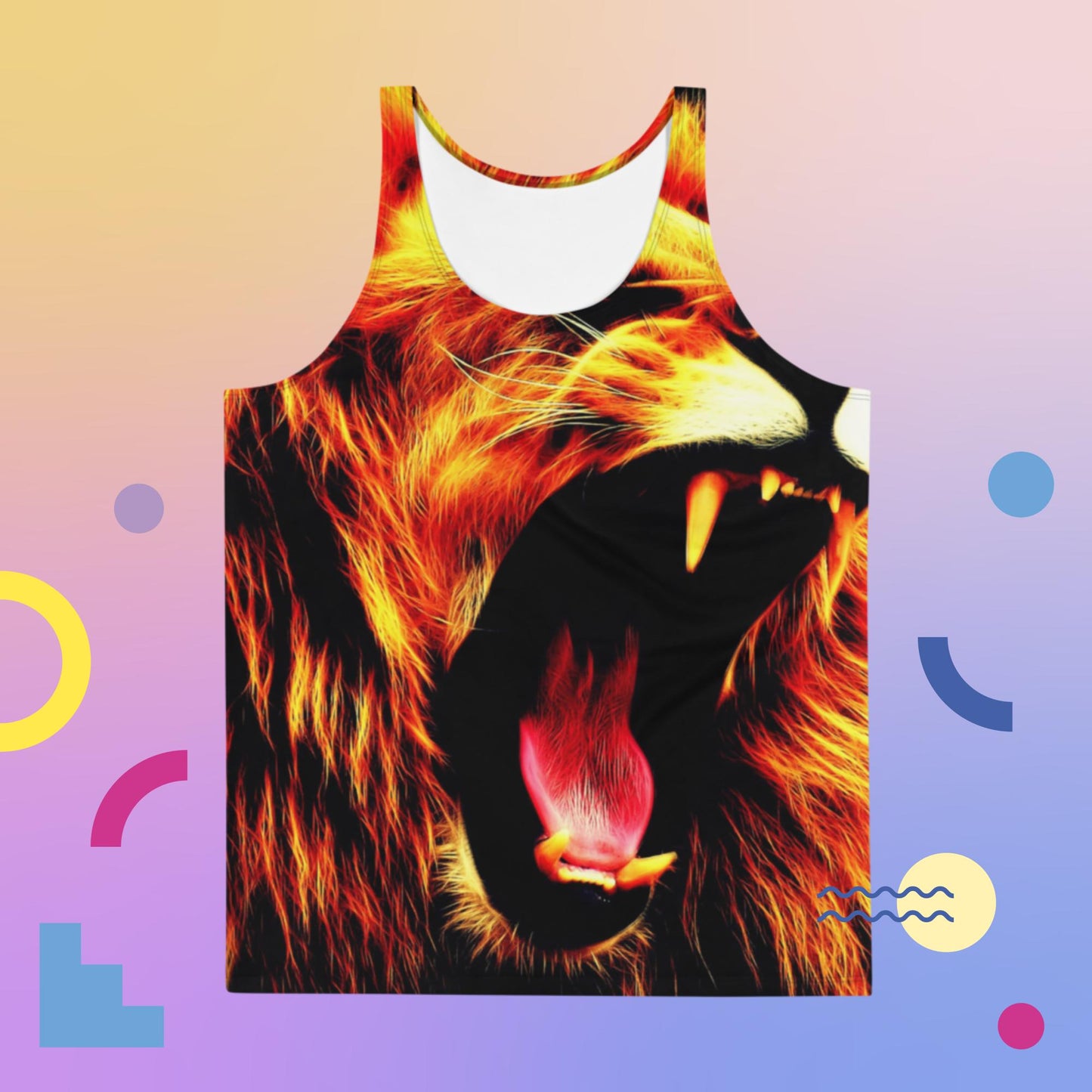 Lion-Head, Lion Mouth, Big Tooth, Unisex Tank Top