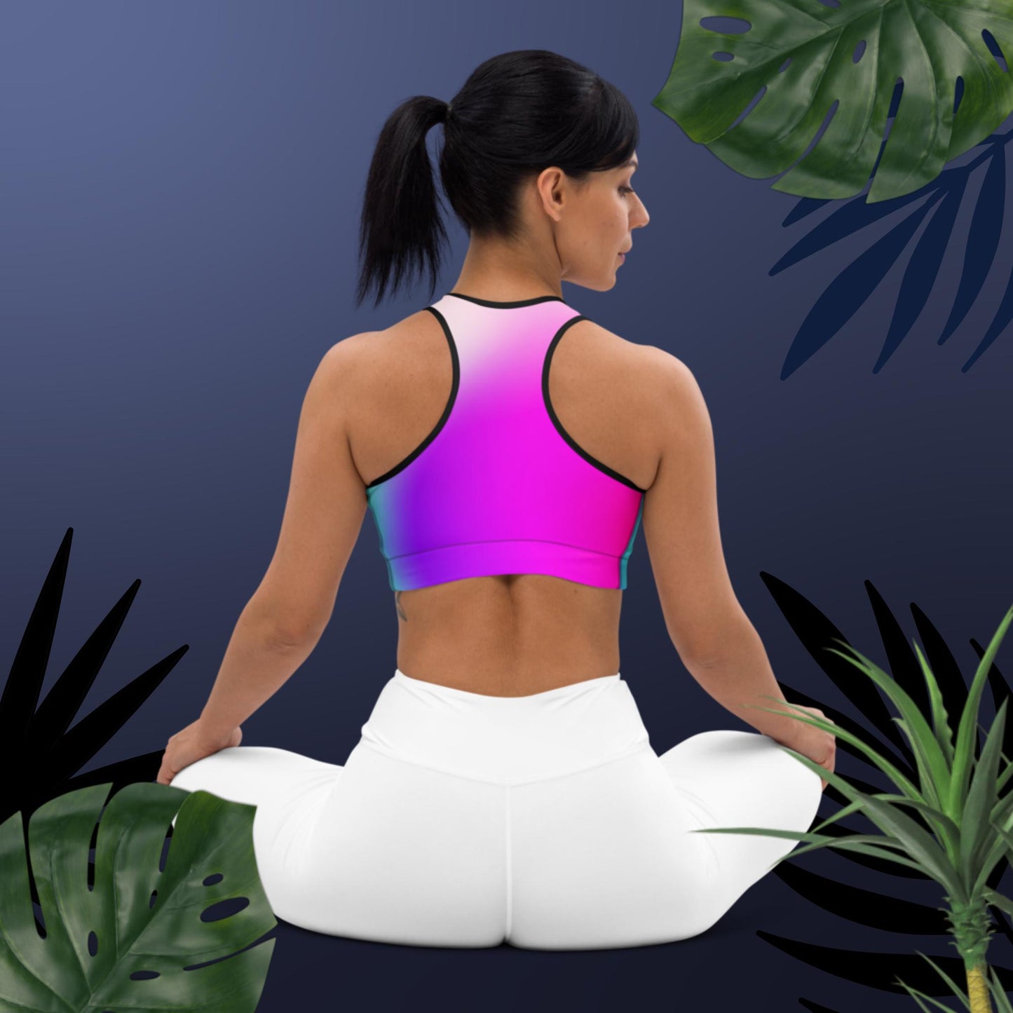 Abstract Mesh Gradient Illustration, Padded Sports Bra
