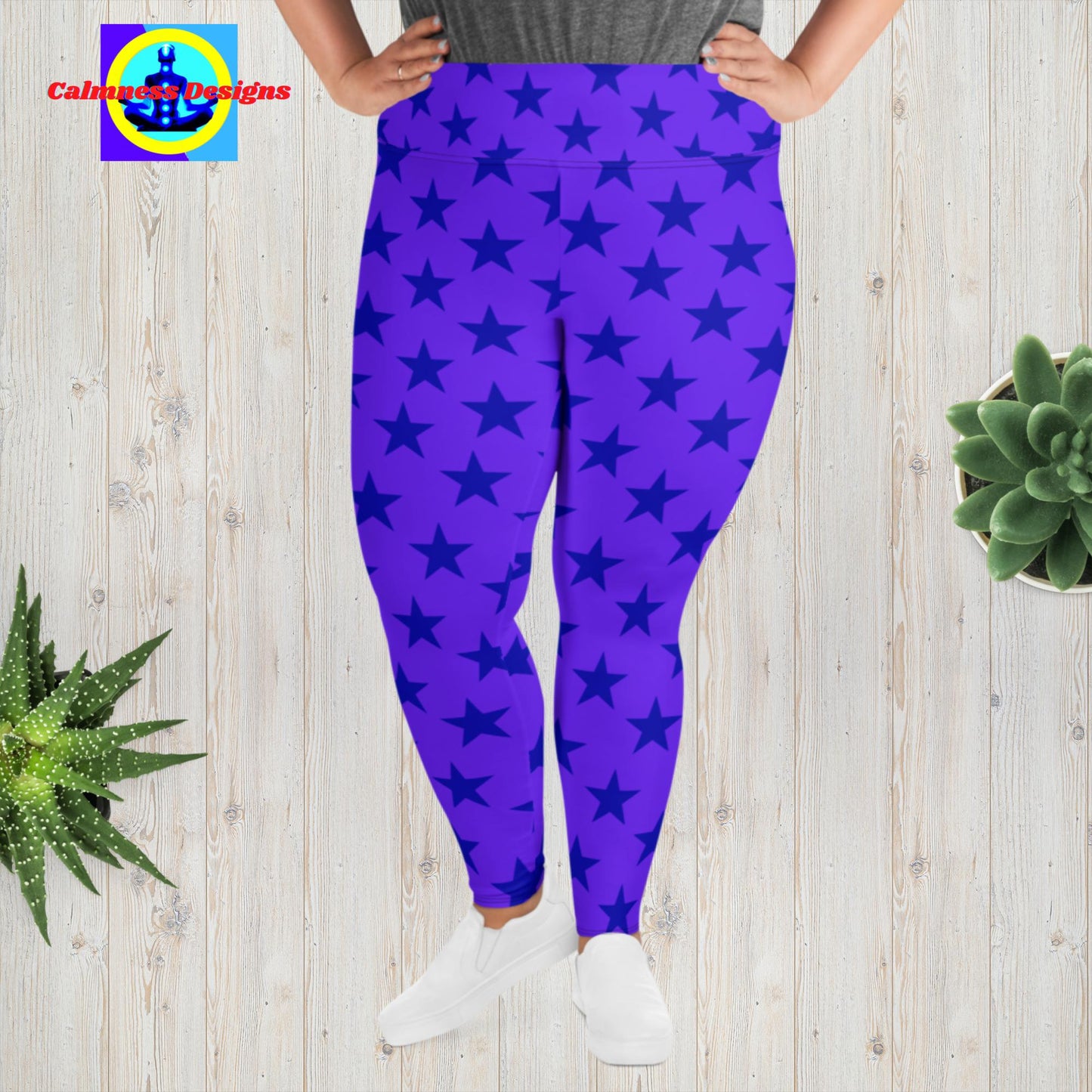 Calmness Designs, Creative Designs With Stars, All-Over Print Plus Size Leggings