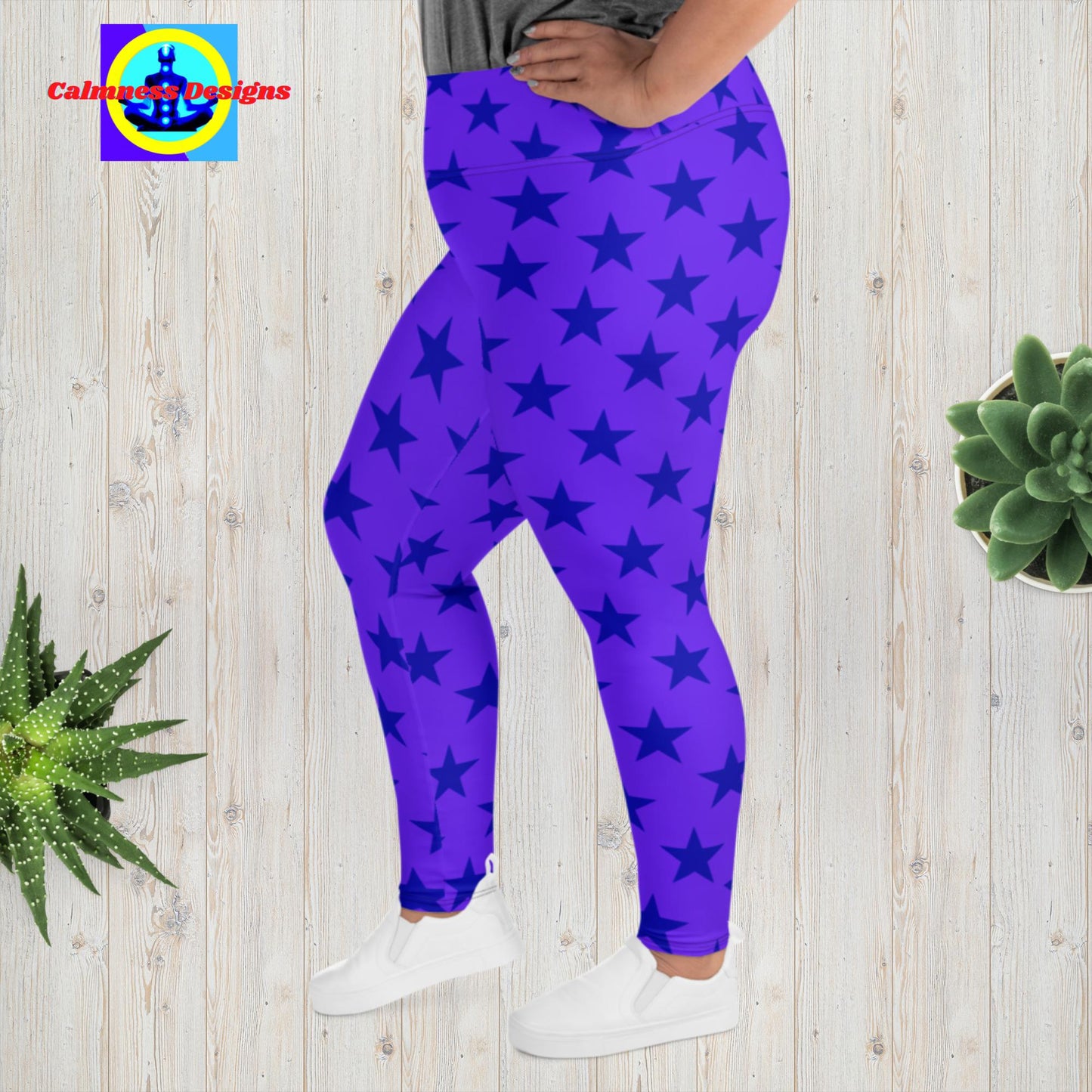 Calmness Designs, Creative Designs With Stars, All-Over Print Plus Size Leggings