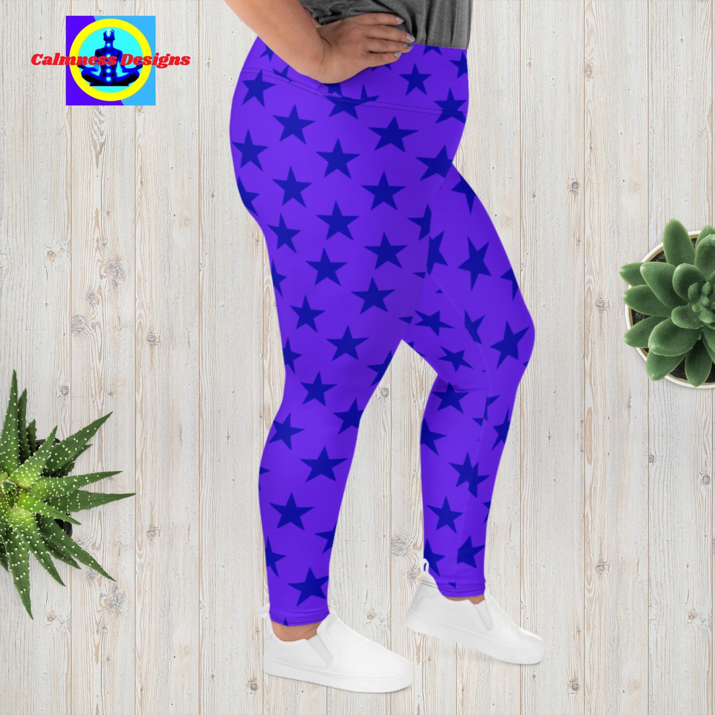 Calmness Designs, Creative Designs With Stars, All-Over Print Plus Size Leggings