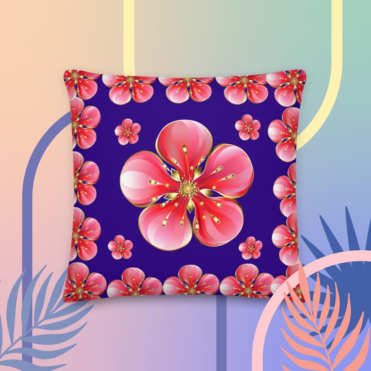 Red Skura Flowers, Premium Pillow