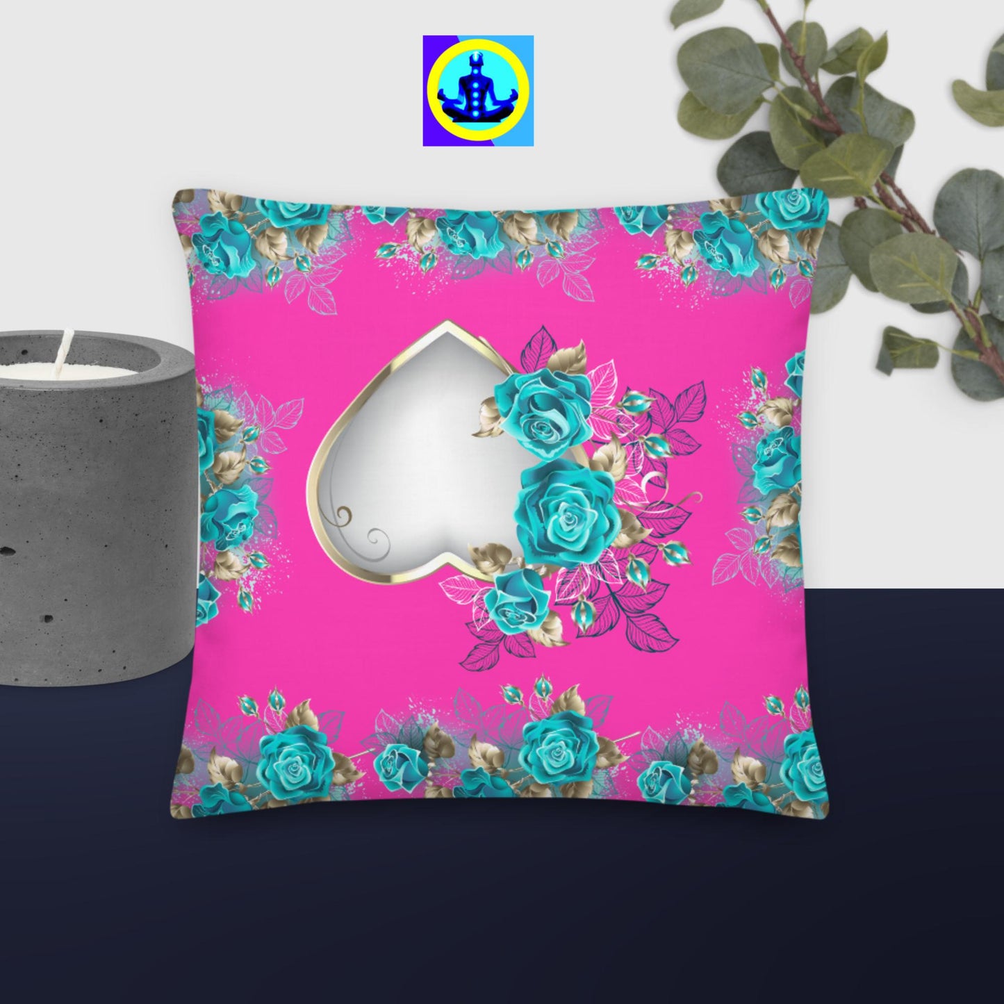 Heart With Roses An Silk Lace, Premium Pillow