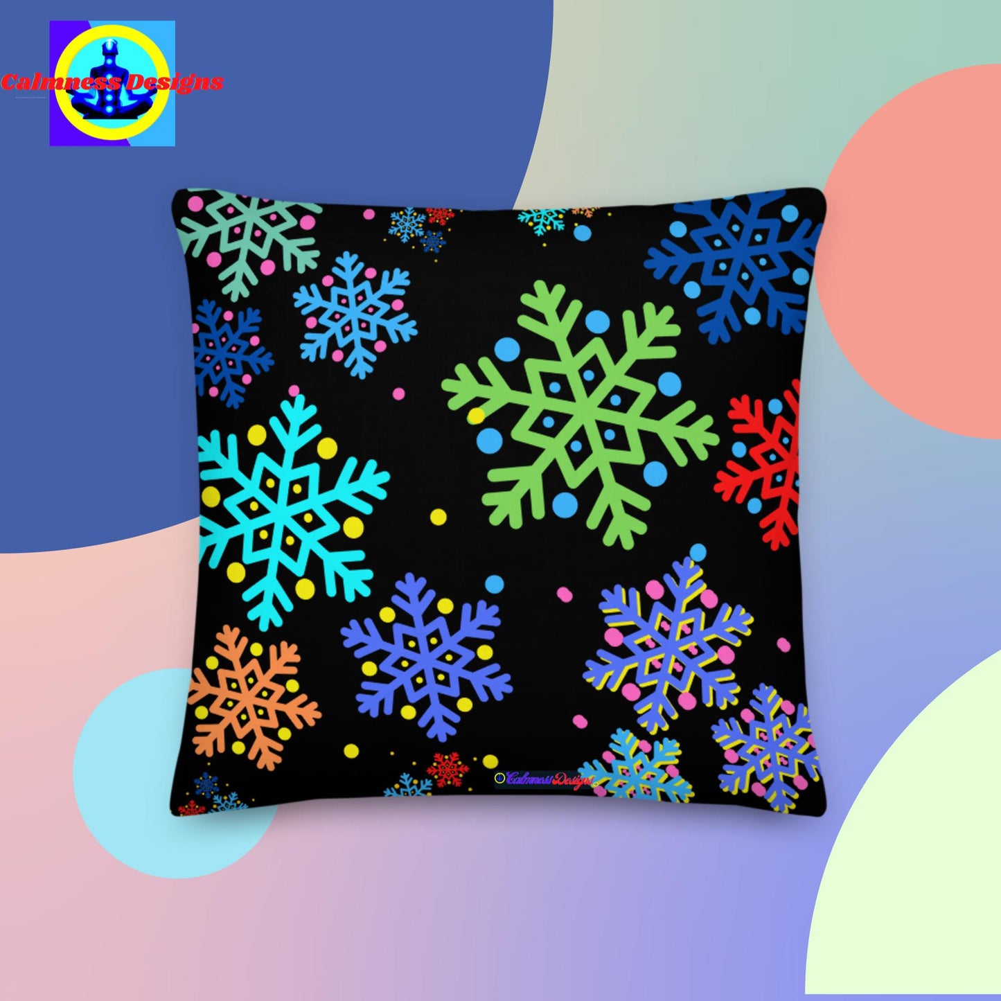 Christmas Elements Snow Flakes, Premium Pillow
