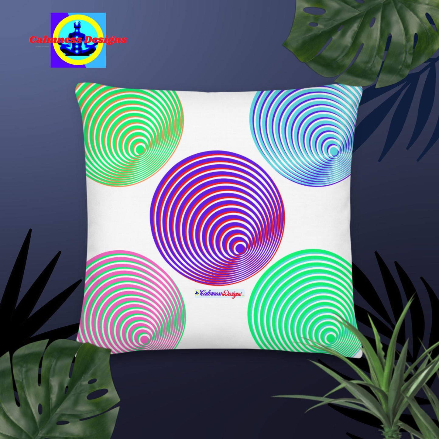 Checkered Circles, Premium Pillow