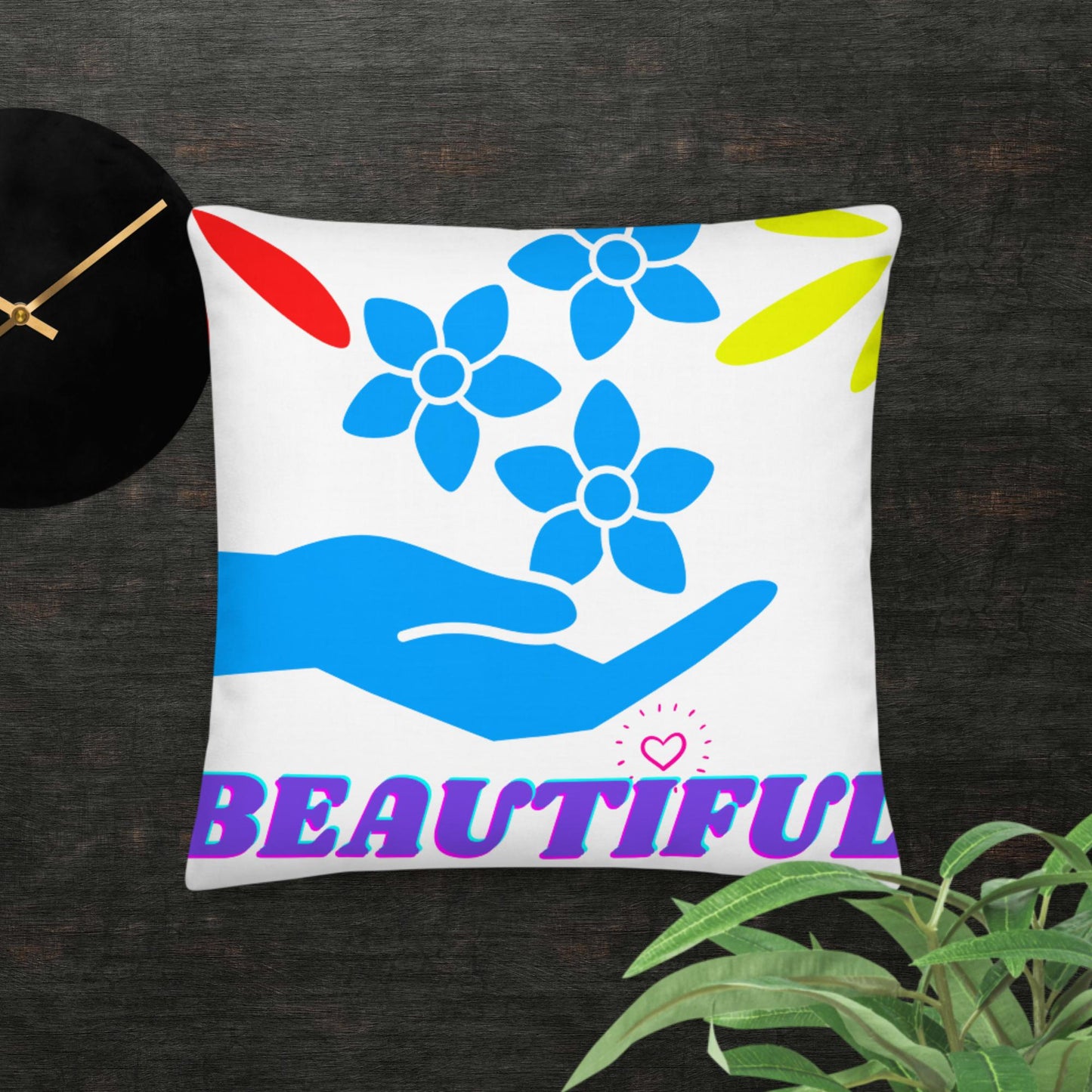Beautiful, Hand, Roses, Heart, Premium Pillow