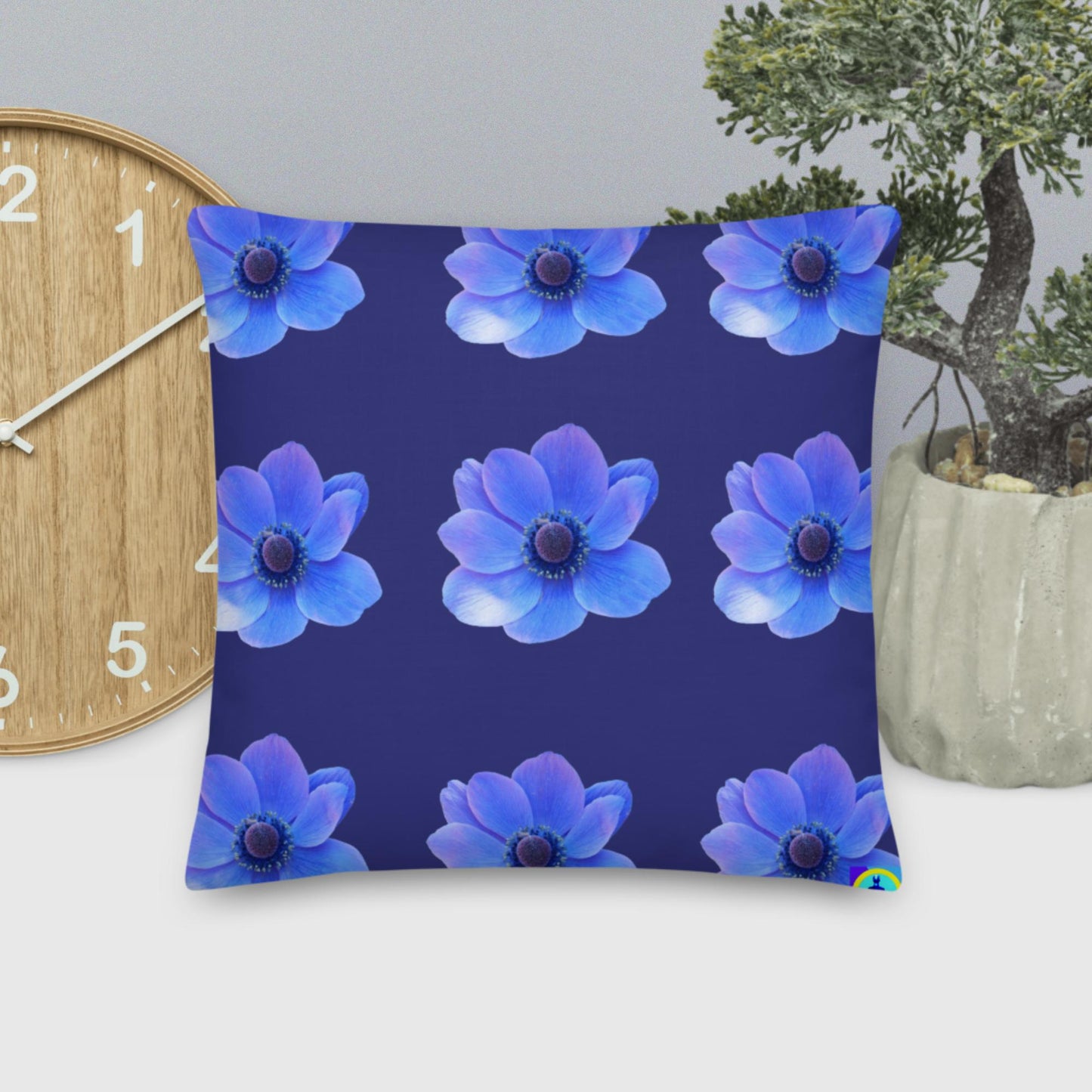 Calmness Designs Blue Flowers, Premium Pillow