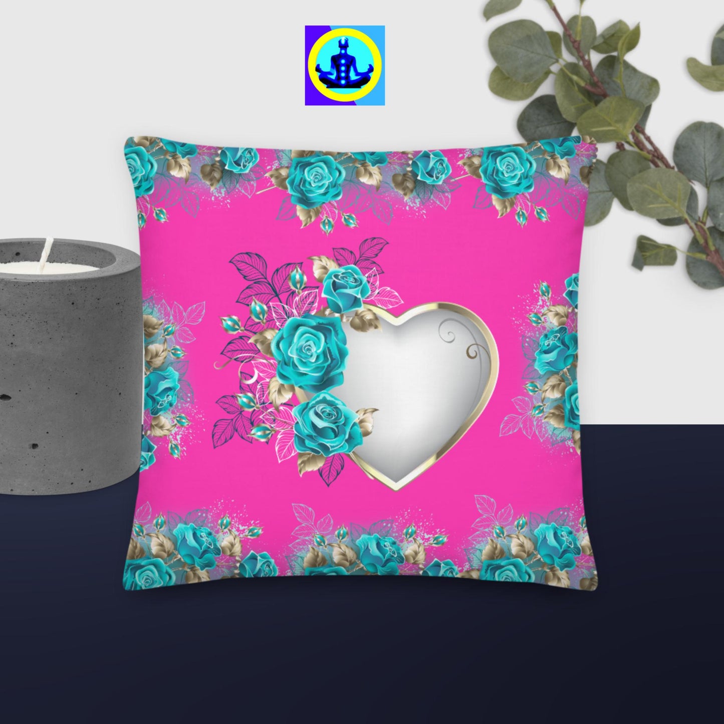 Heart With Roses An Silk Lace, Premium Pillow