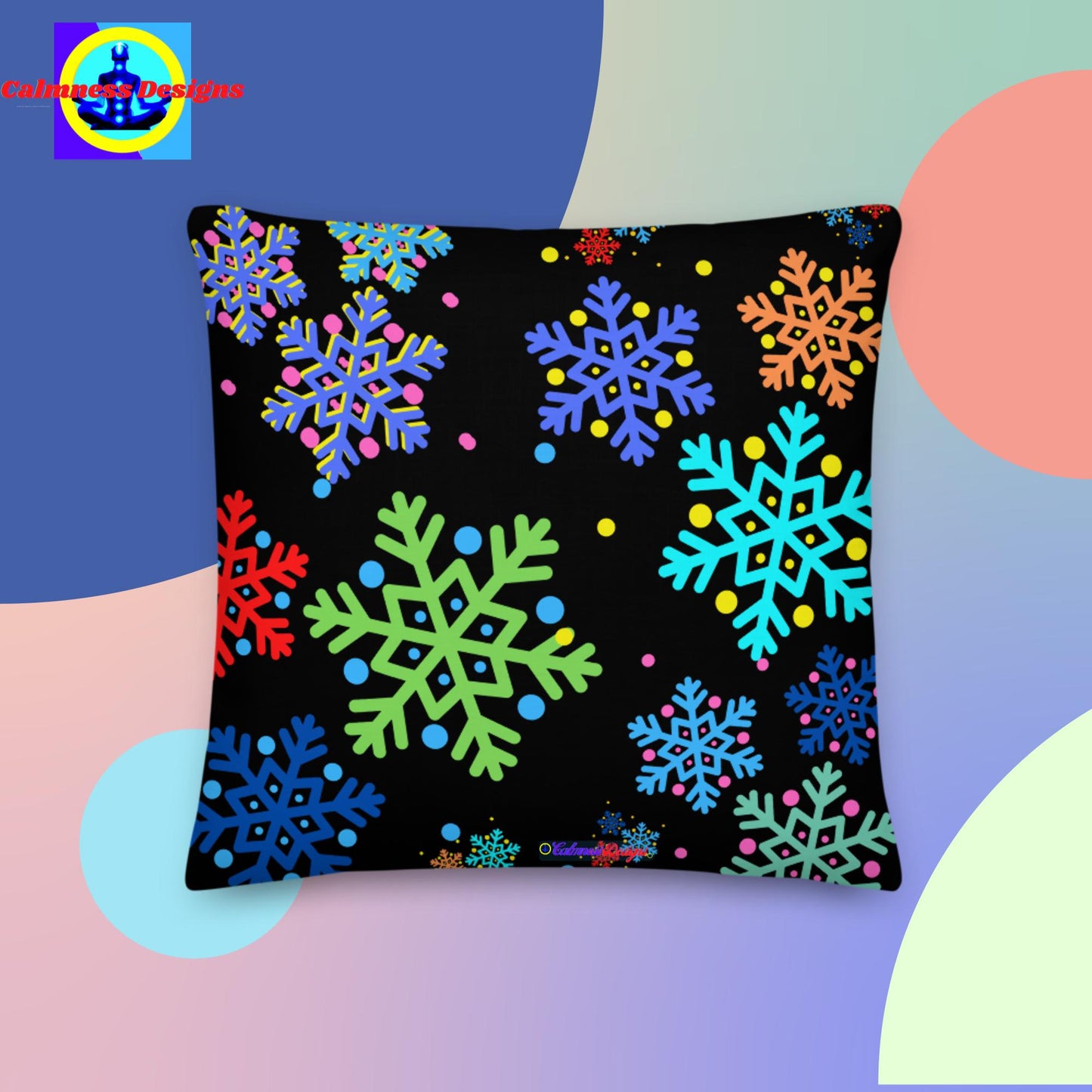 Christmas Elements Snow Flakes, Premium Pillow