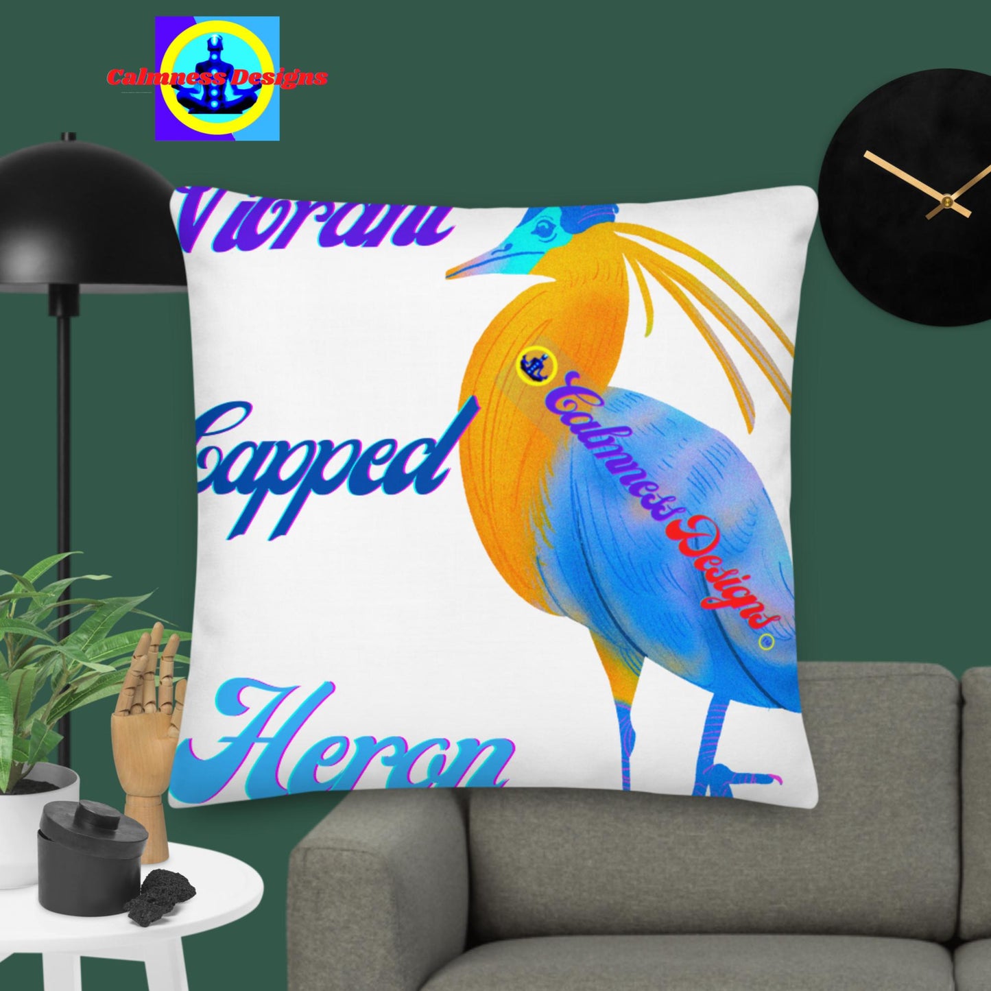 Vibrant Capped Heron, Premium Pillow