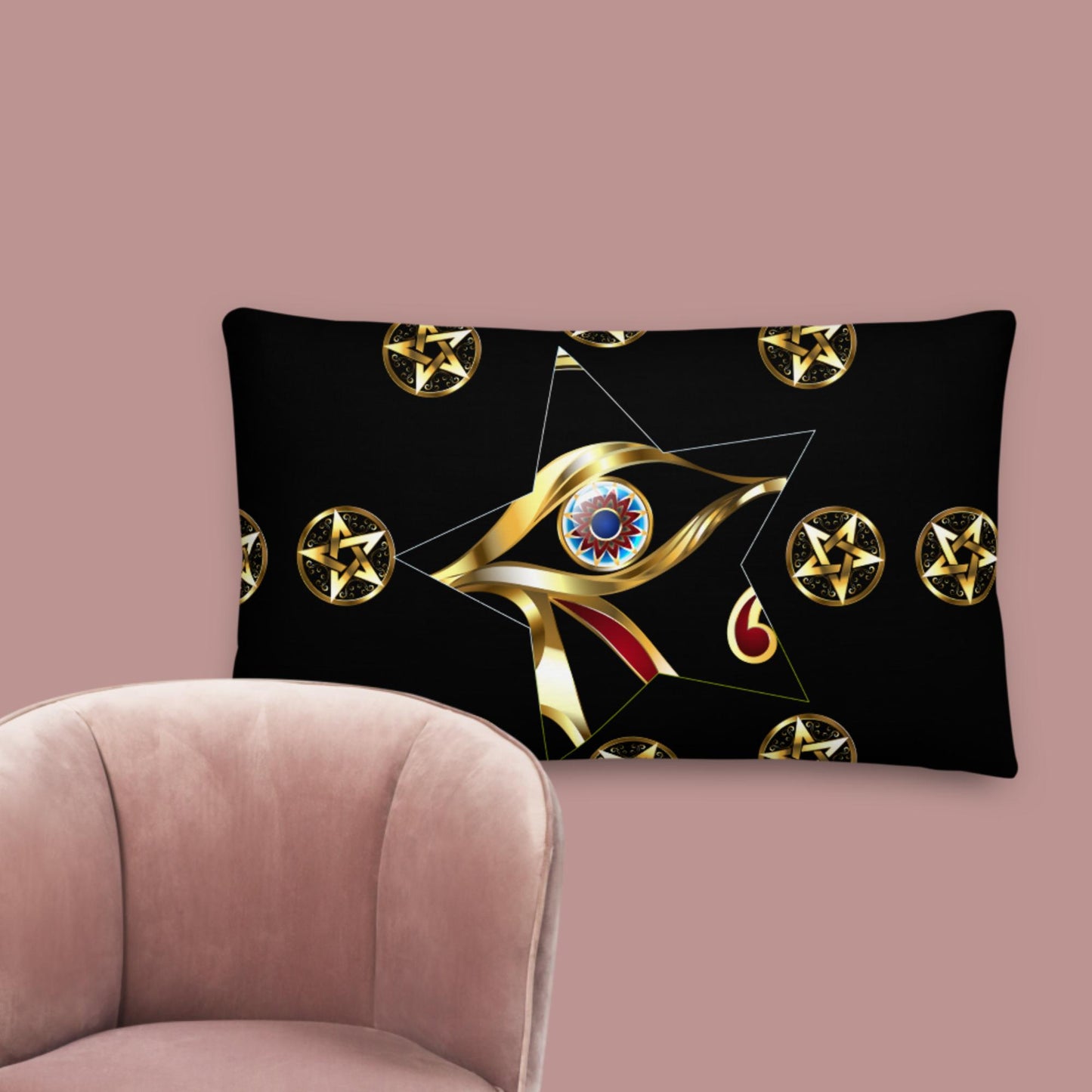 Gold Eye of Horus, Golden, eye, magic gold star, Premium Pillow