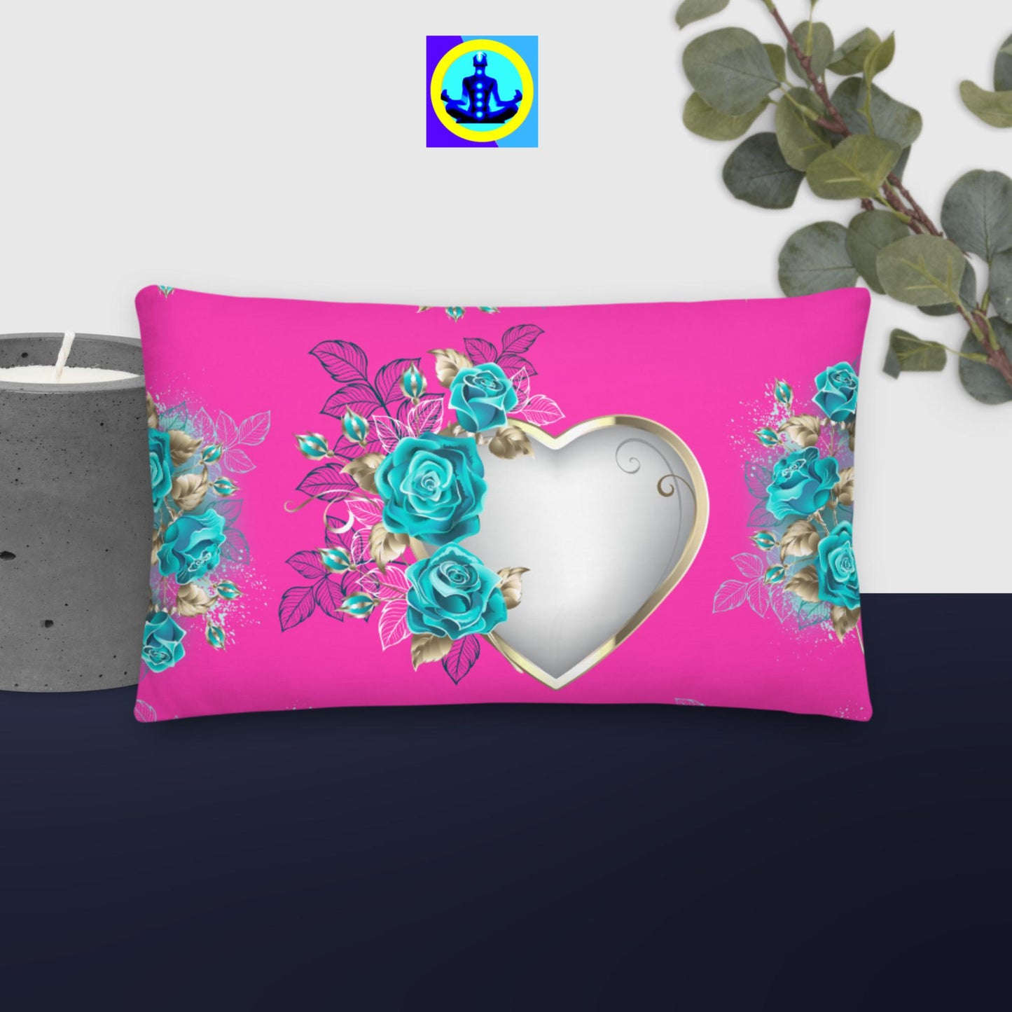 Heart With Roses An Silk Lace, Premium Pillow