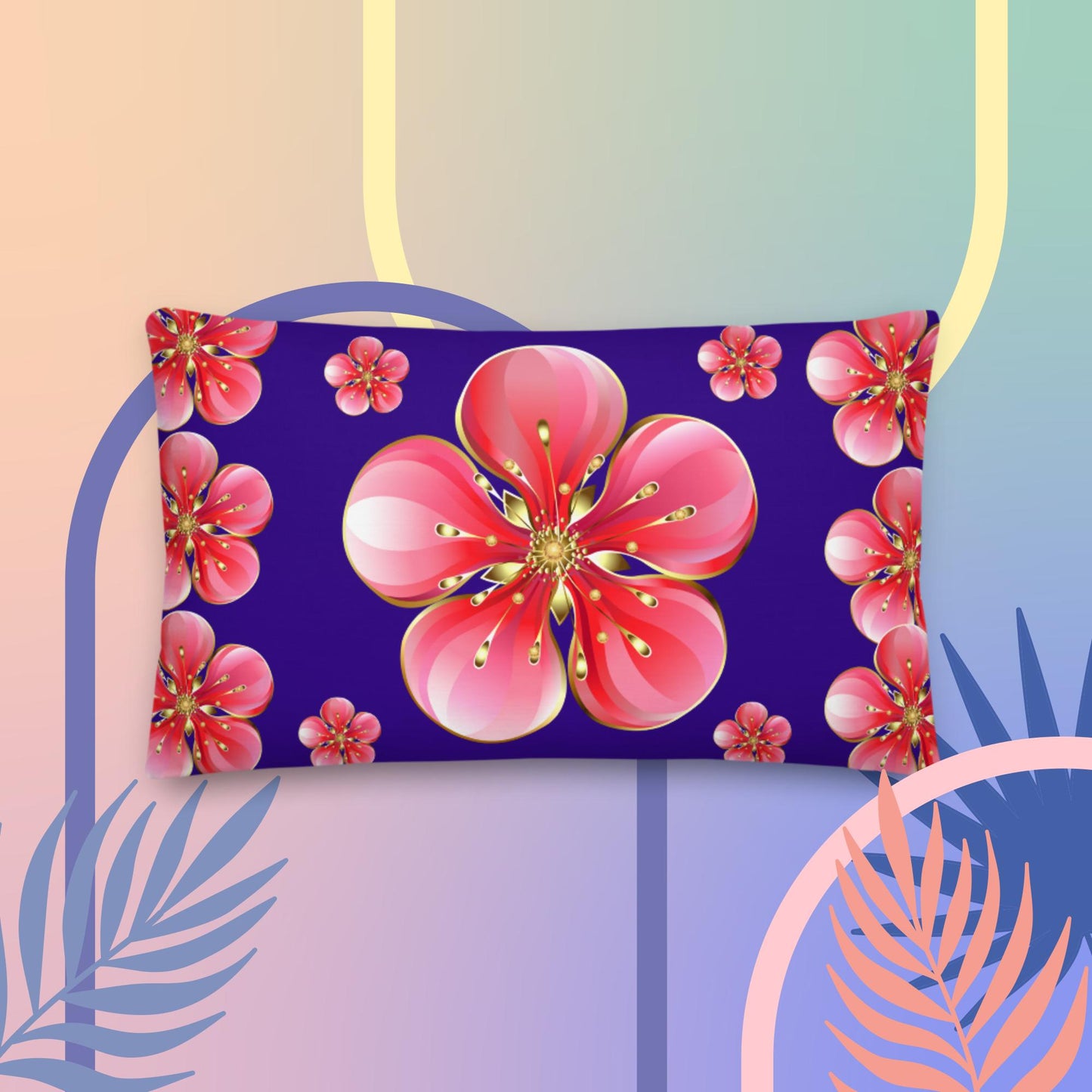Red Skura Flowers, Premium Pillow