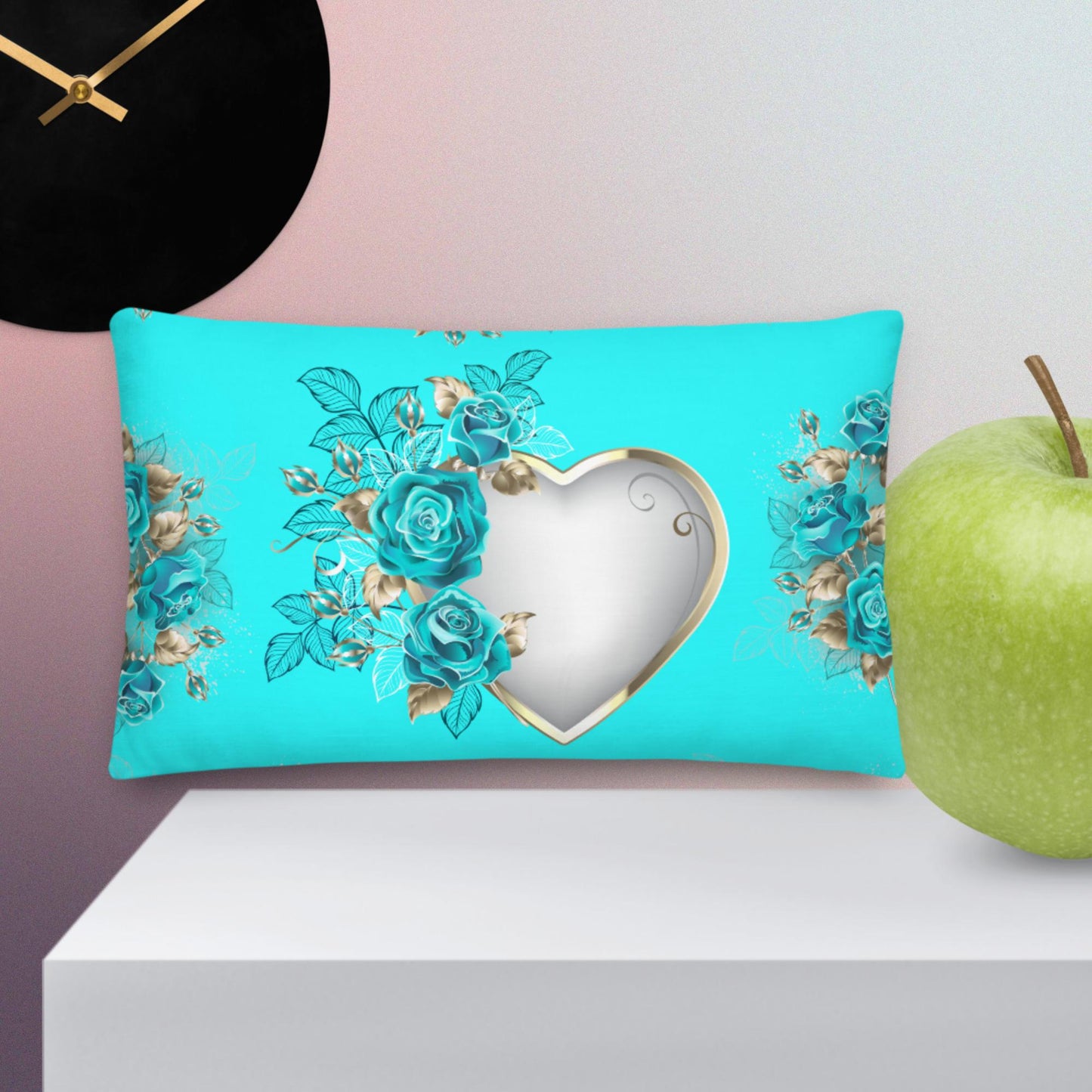 Calmness Designs Heart With Roses On Lace, Premium Pillow