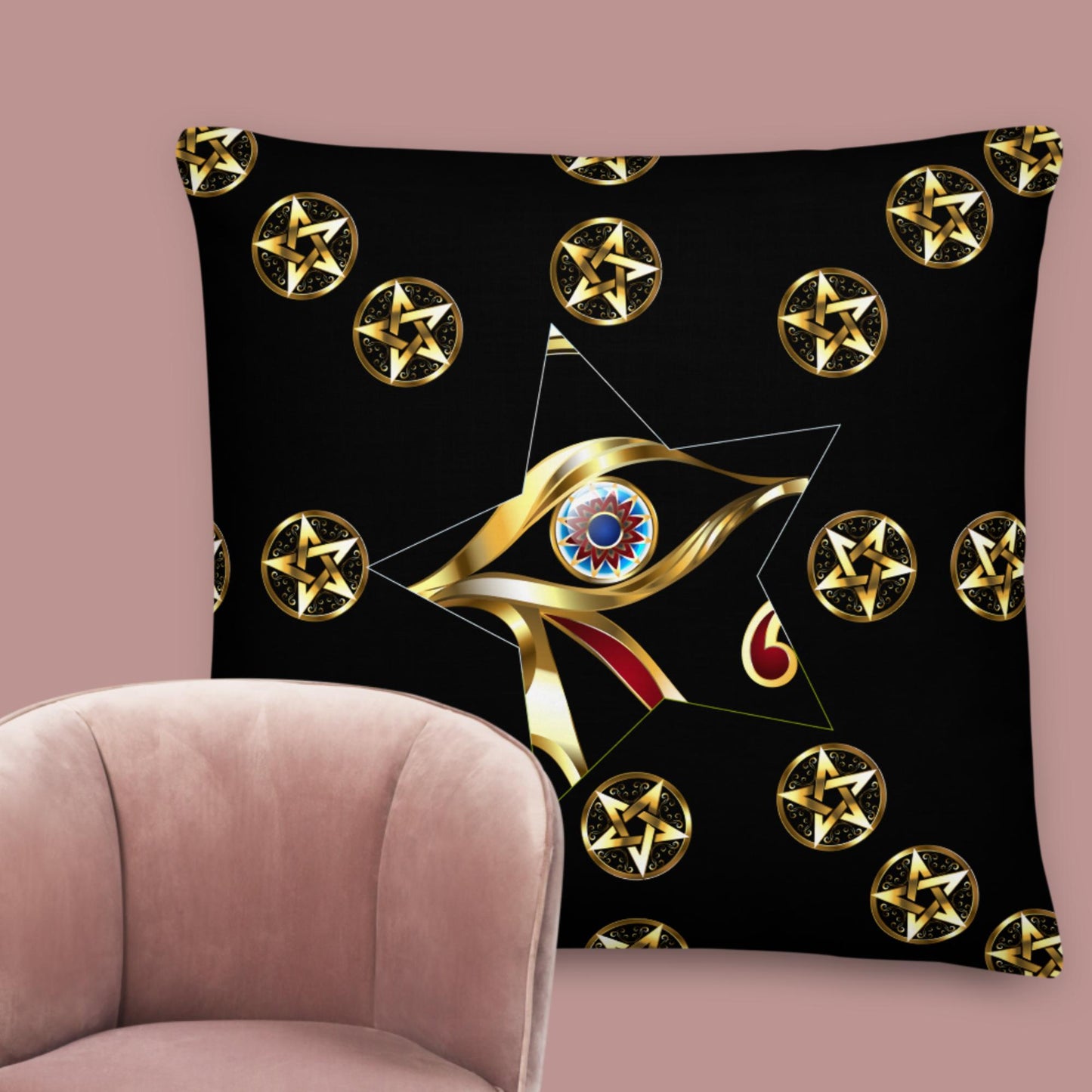 Gold Eye of Horus, Golden, eye, magic gold star, Premium Pillow