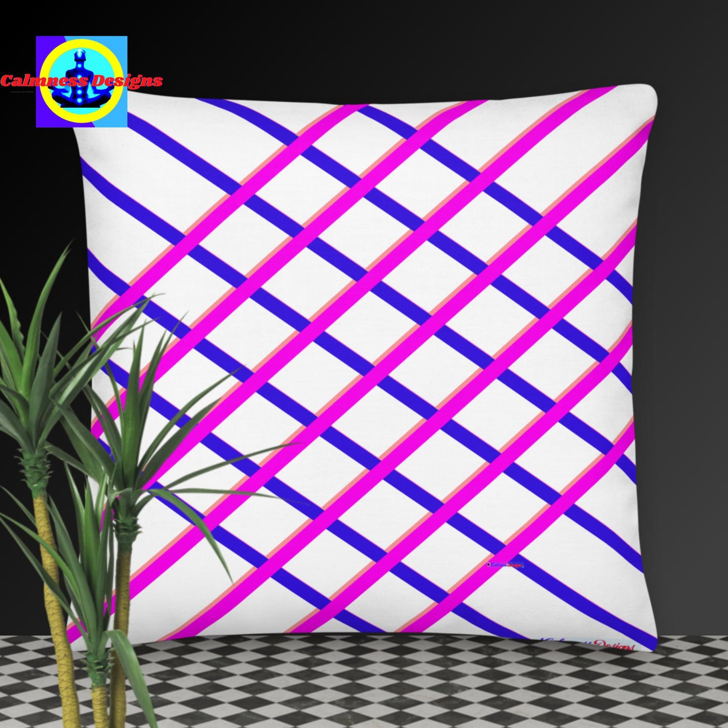 Calmness Designs Grid-Lines, Premium Pillow
