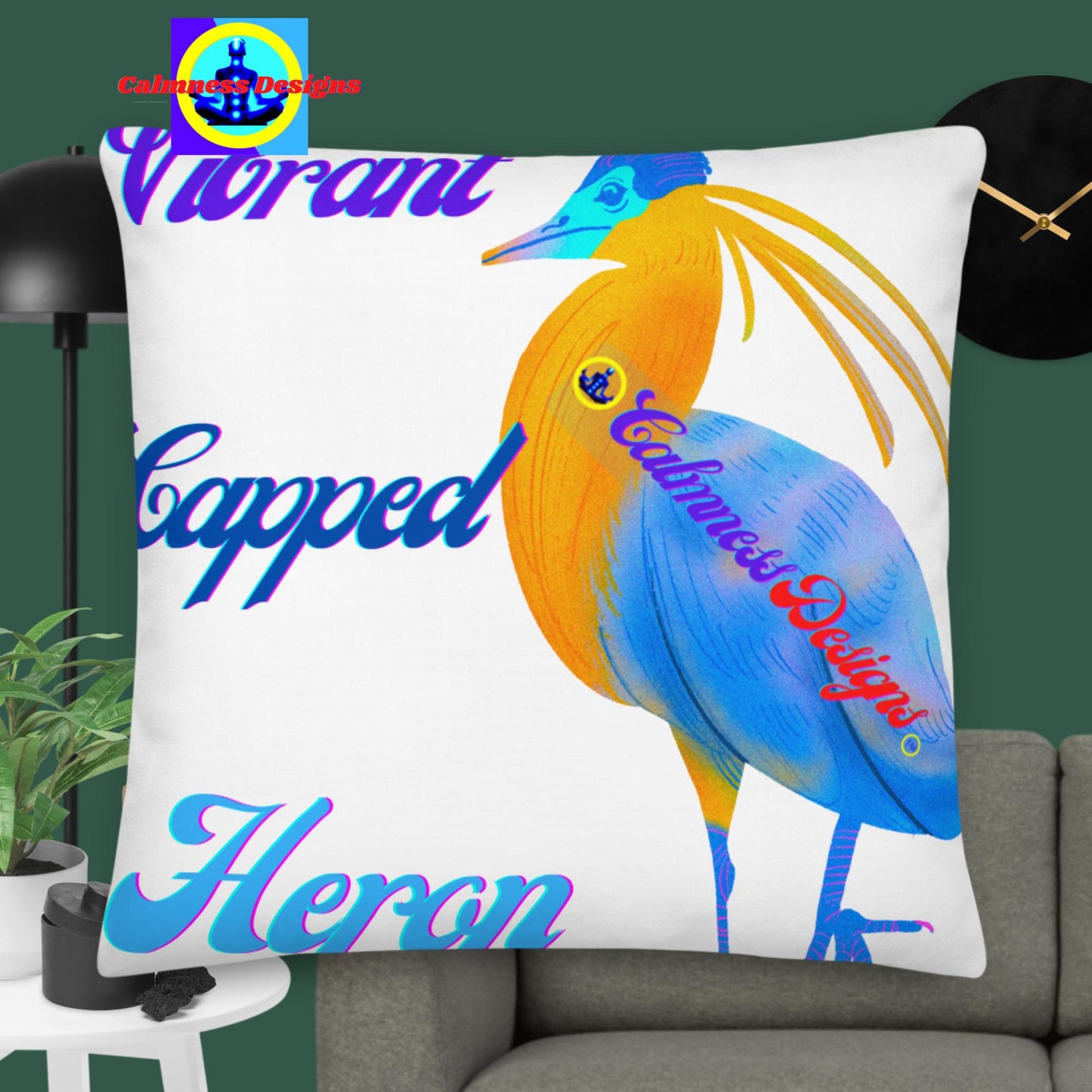 Vibrant Capped Heron, Premium Pillow
