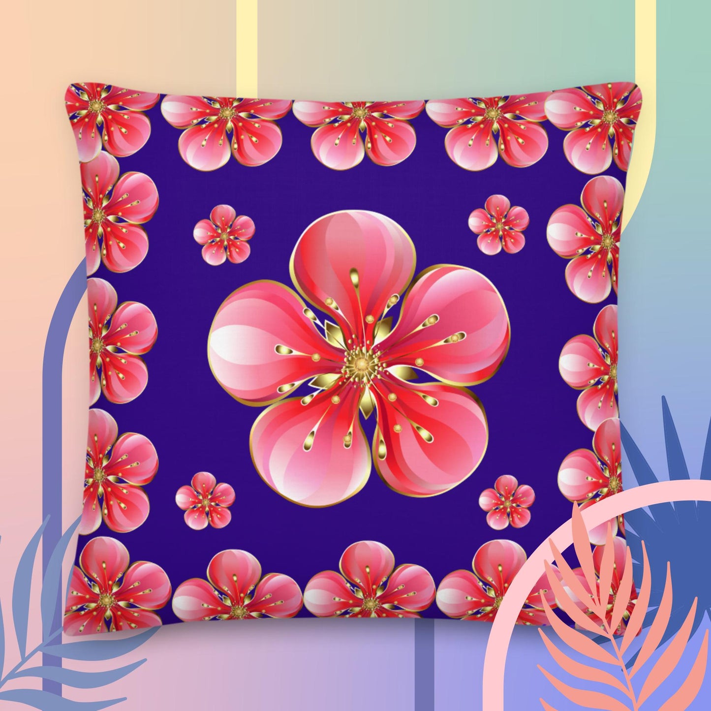 Red Skura Flowers, Premium Pillow