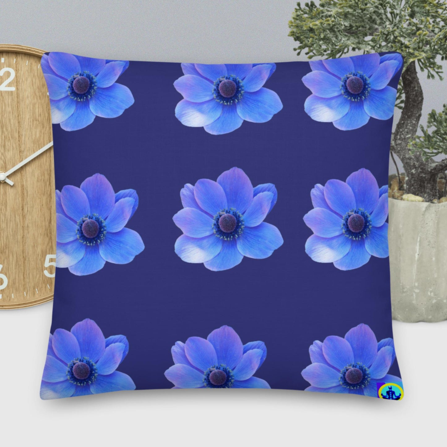 Calmness Designs Blue Flowers, Premium Pillow