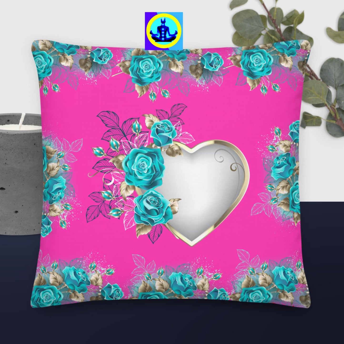 Heart With Roses An Silk Lace, Premium Pillow