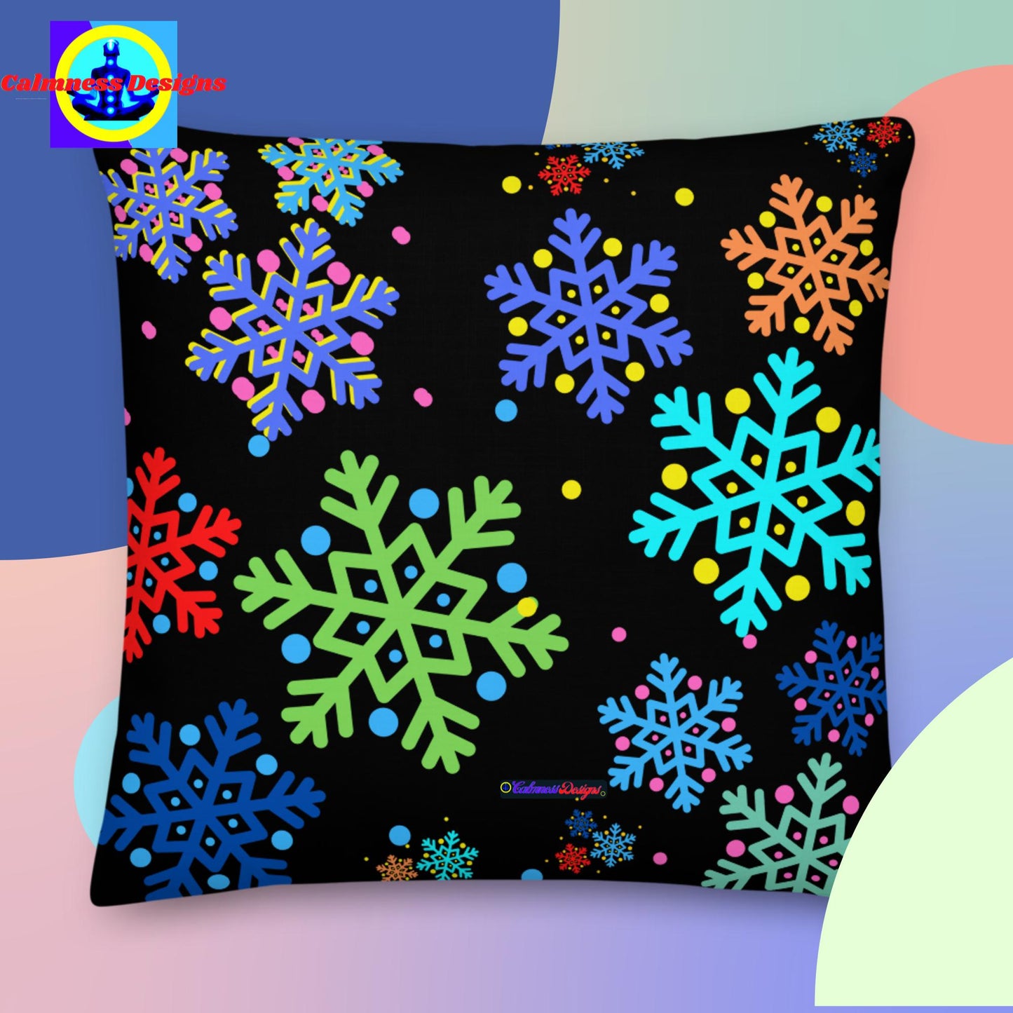 Christmas Elements Snow Flakes, Premium Pillow