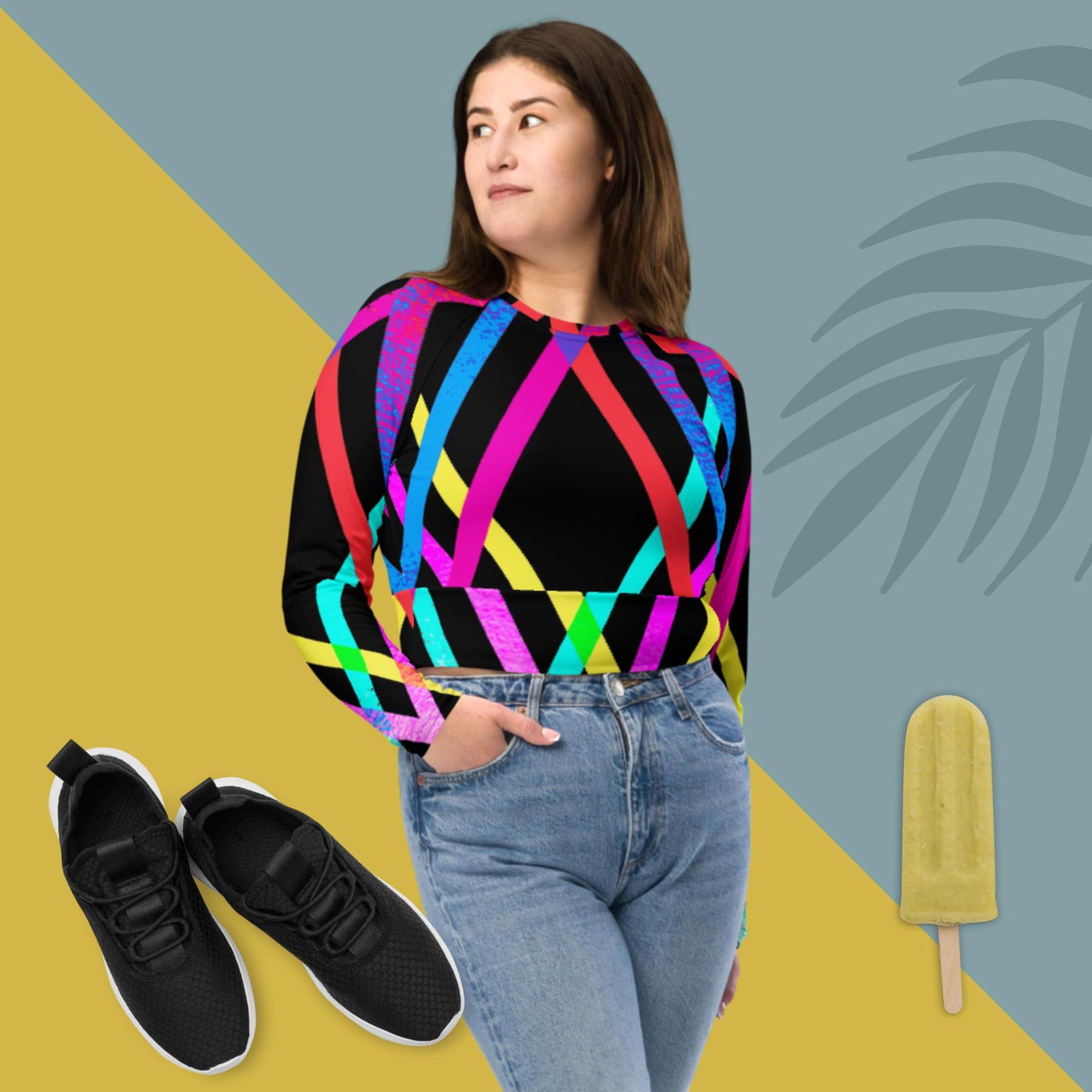 Designs Colorful, Parallels Lines, , Recycled long-sleeve crop top