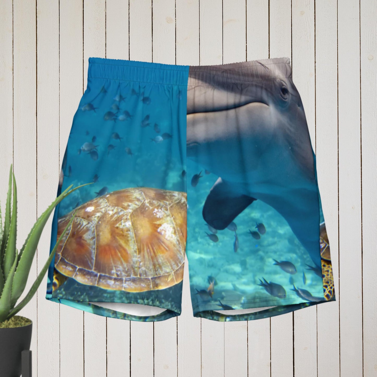 Dolphin and Turtle, Under-Water, Fishes, UN-DA, WA-TA, Men's swim trunks