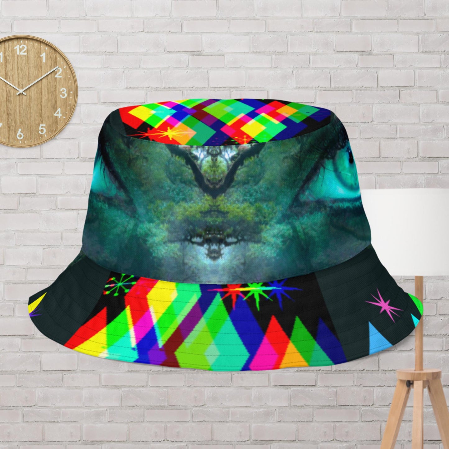 Vintage Retro Mid-Century, EYES, Diamonds, Reversible bucket hat
