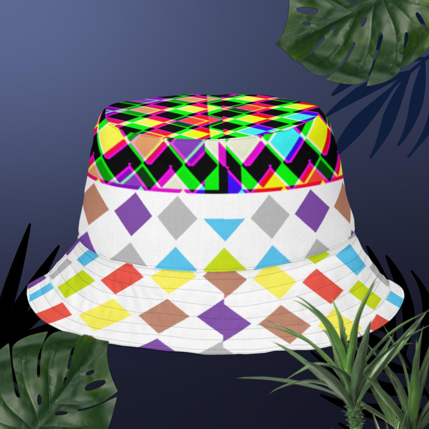 Rhombus Seamless Background, Reversible bucket hat