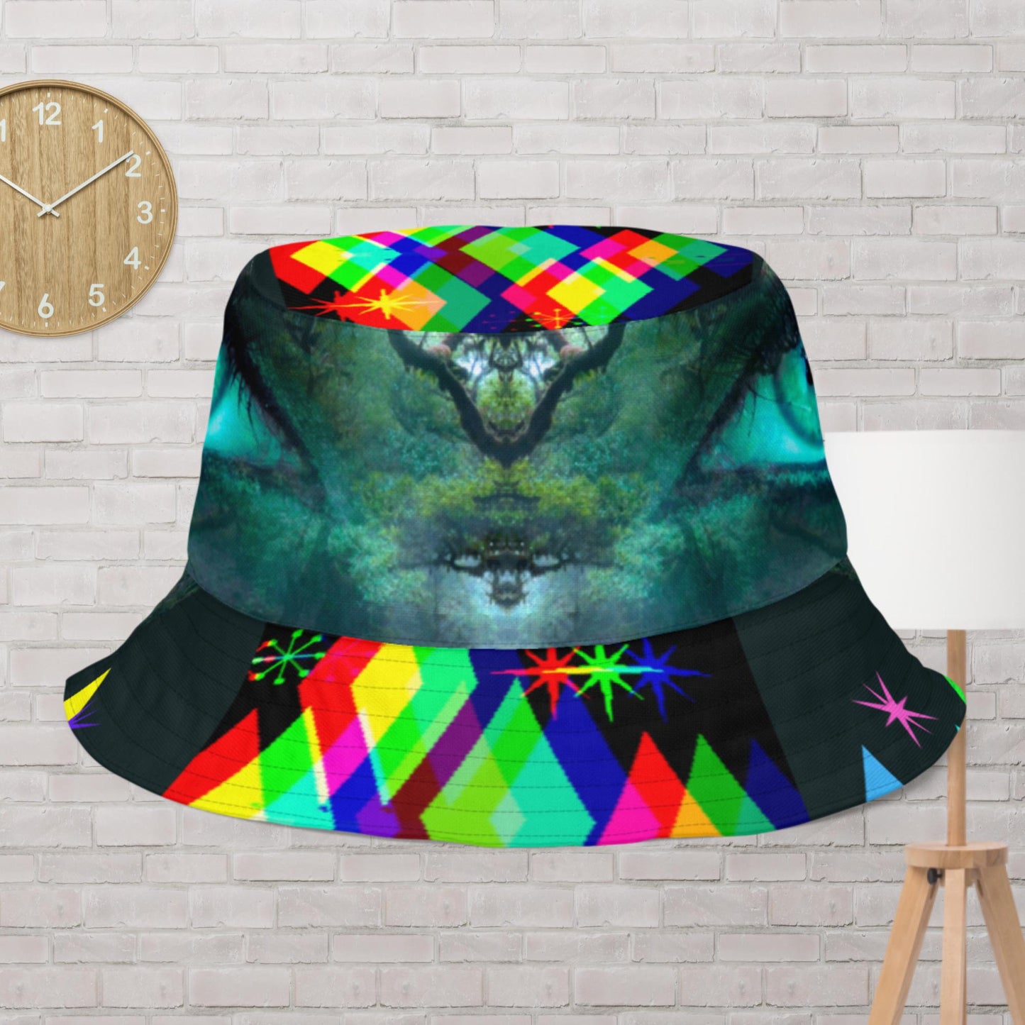 Vintage Retro Mid-Century, EYES, Diamonds, Reversible bucket hat