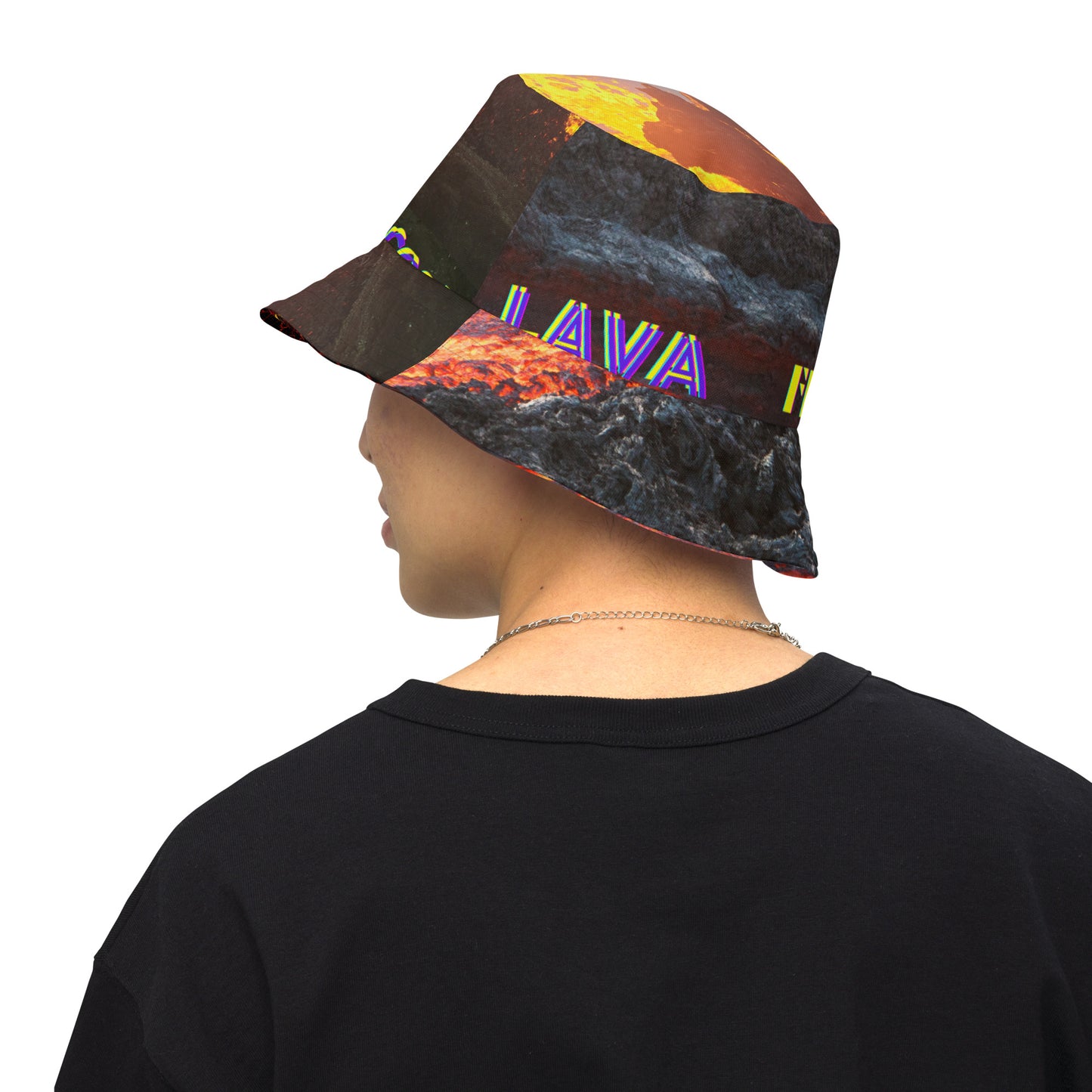 Volcano Magma Effects, Lava Flowing, Reversible bucket hat