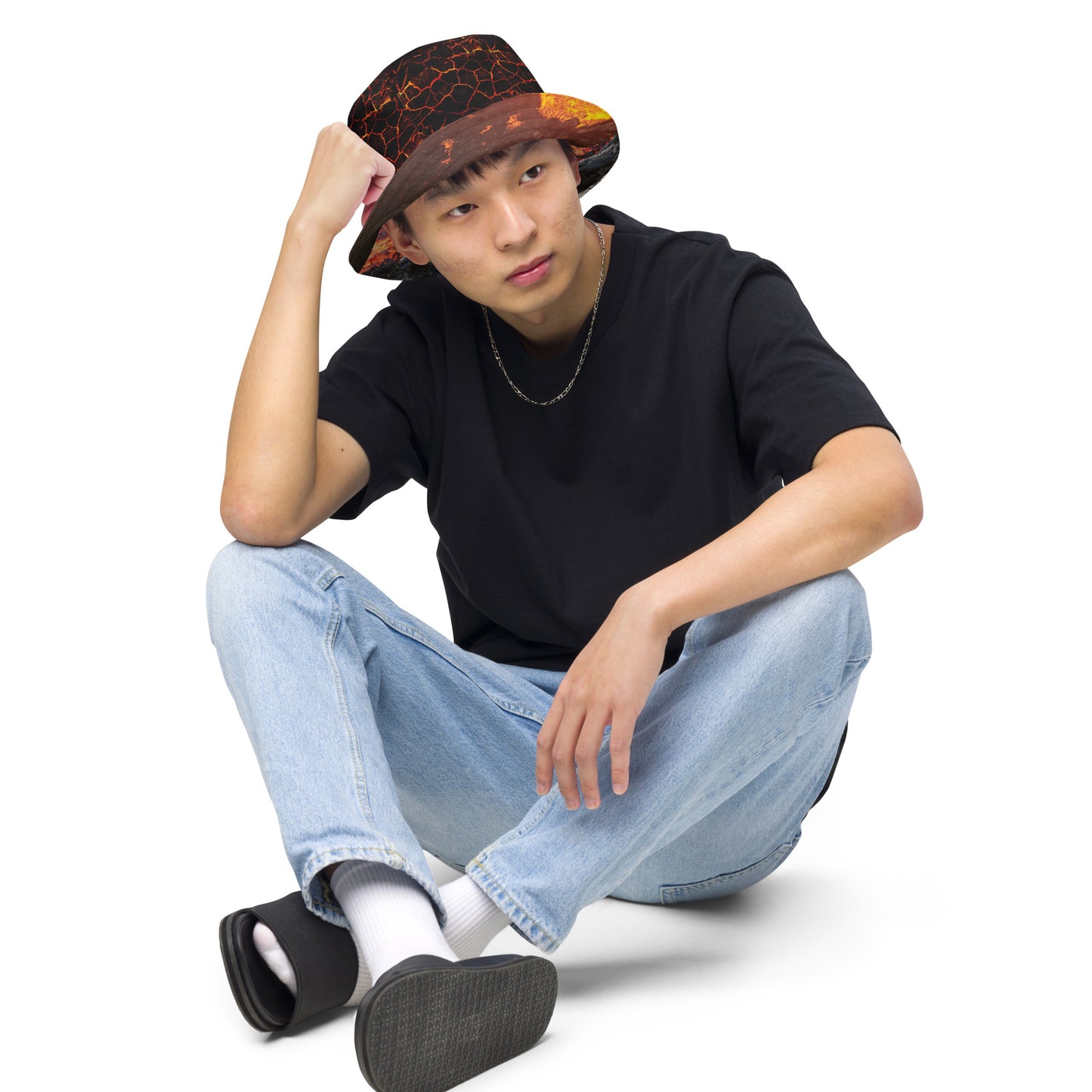 Volcano Magma Effects, Lava Flowing, Reversible bucket hat
