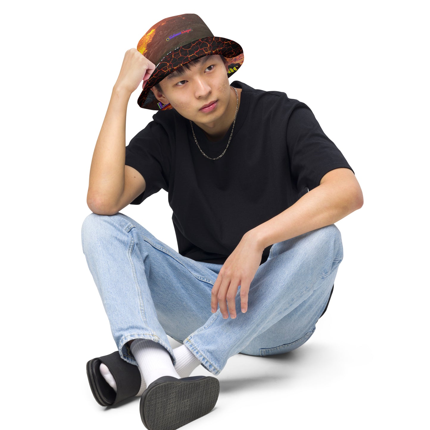 Volcano Magma Effects, Lava Flowing, Reversible bucket hat
