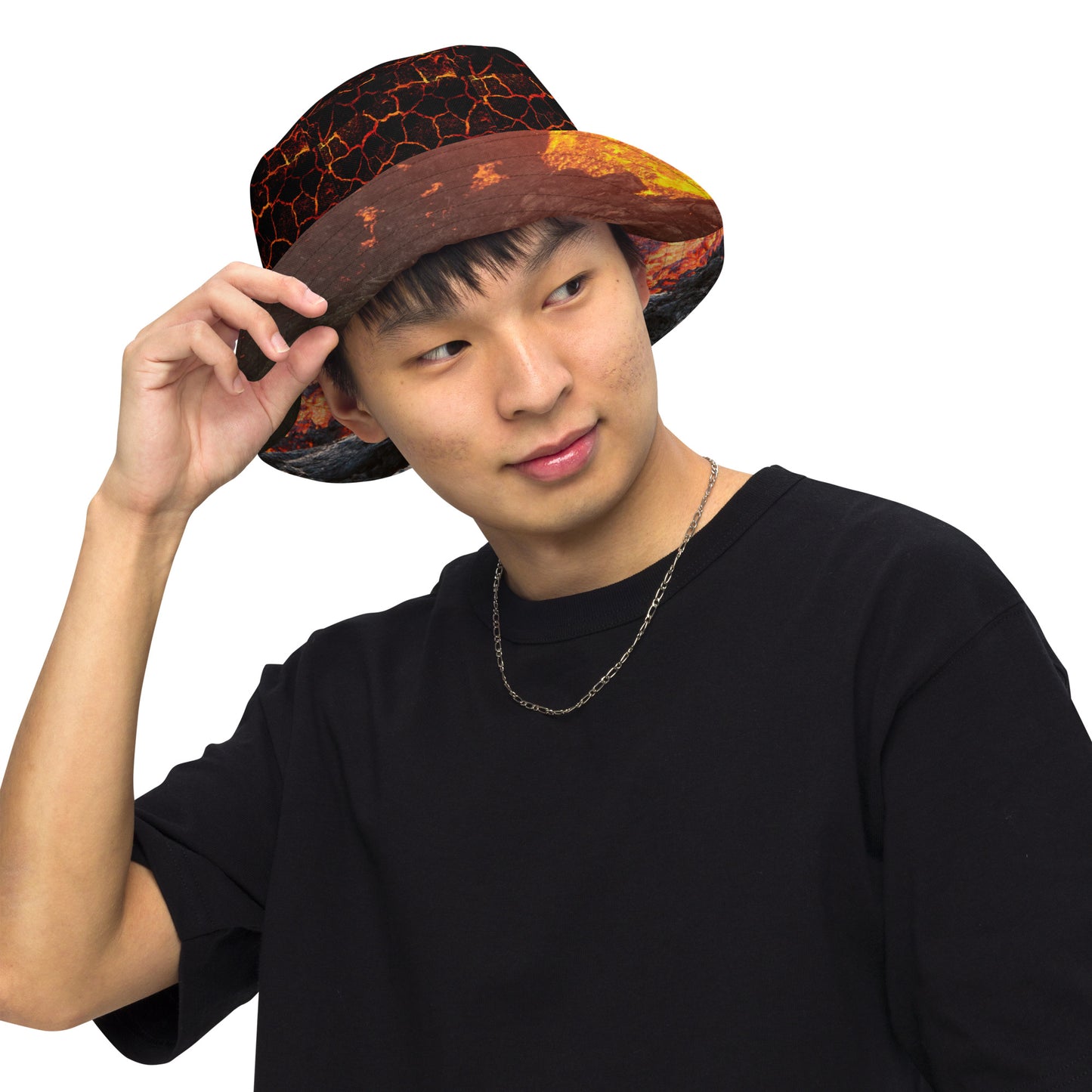 Volcano Magma Effects, Lava Flowing, Reversible bucket hat