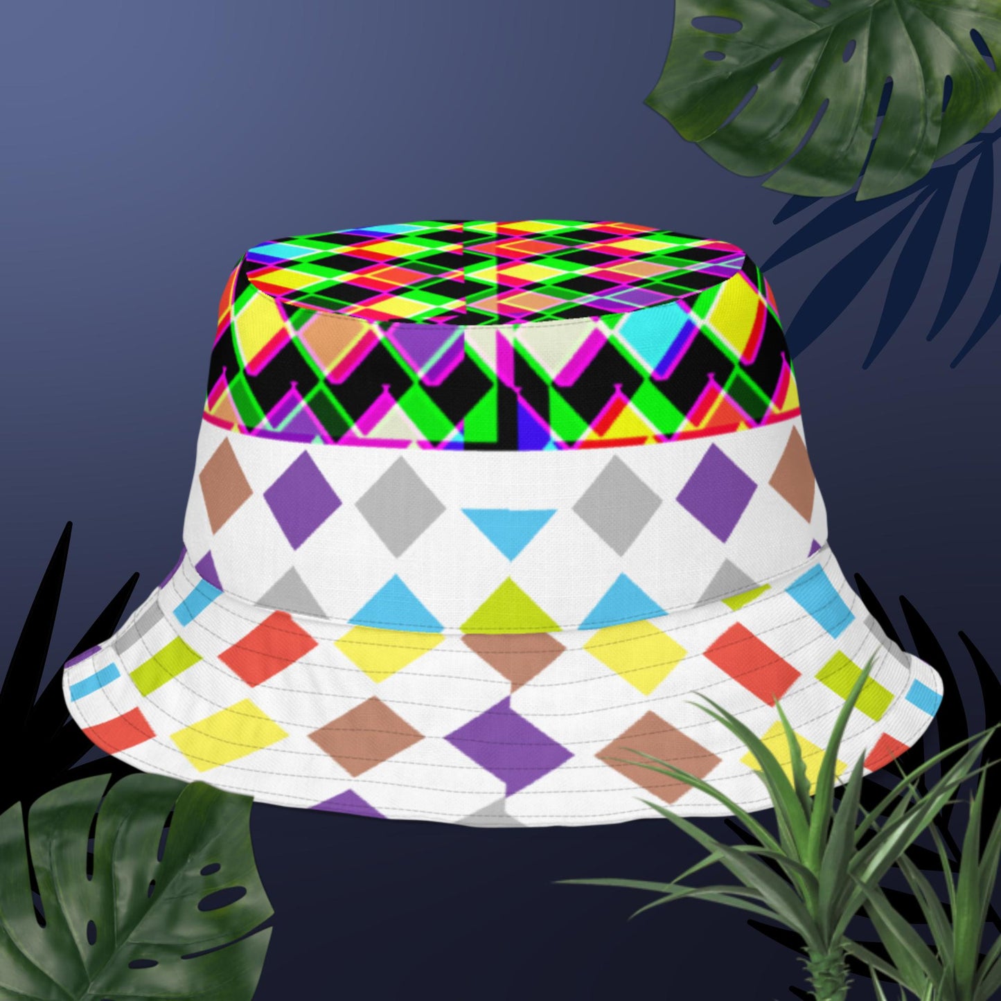 Rhombus Seamless Background, Reversible bucket hat