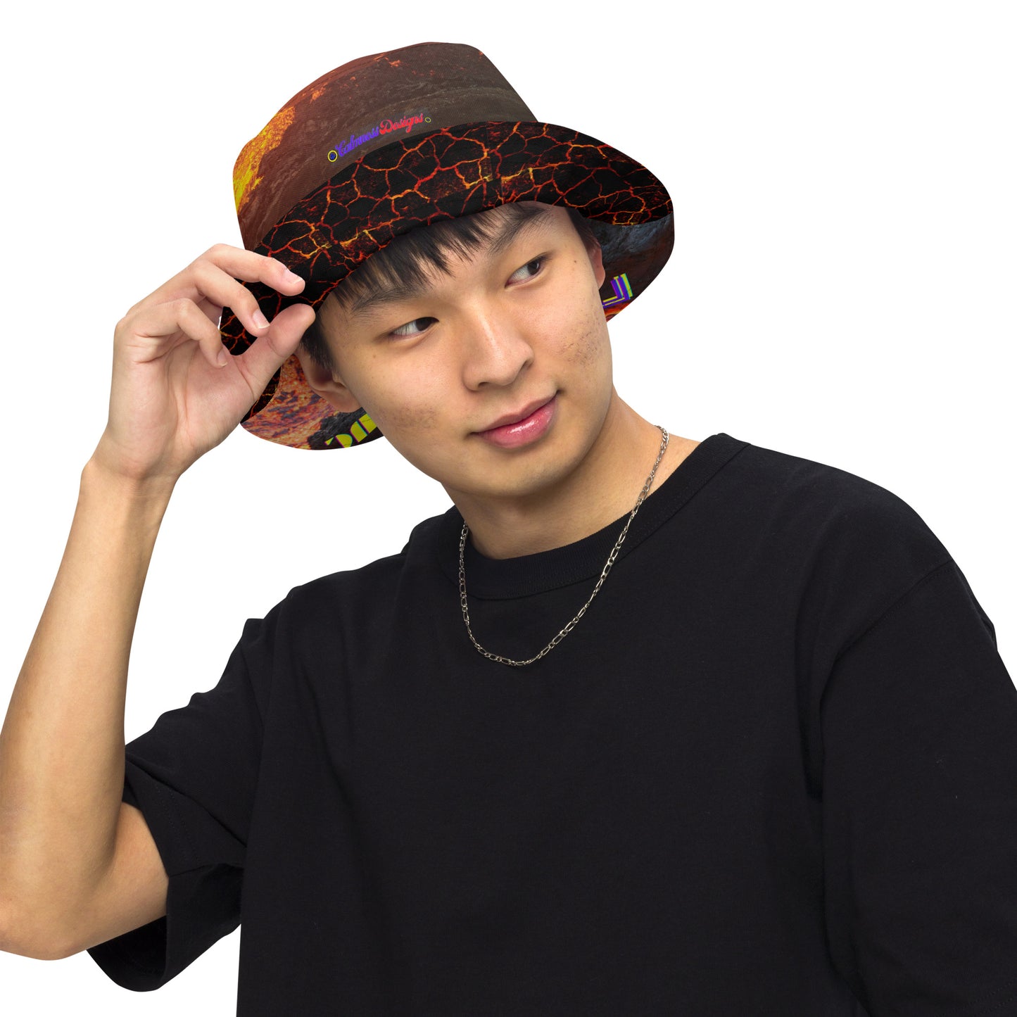 Volcano Magma Effects, Lava Flowing, Reversible bucket hat