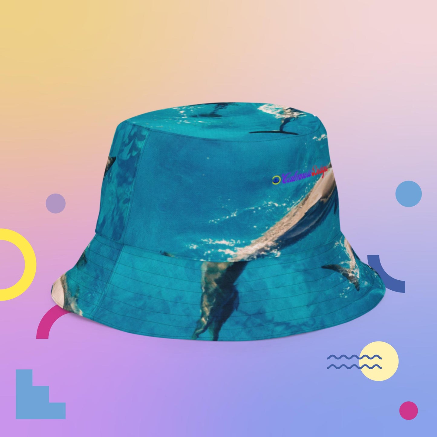 Swimming Dolphins, Water, Reversible bucket hat