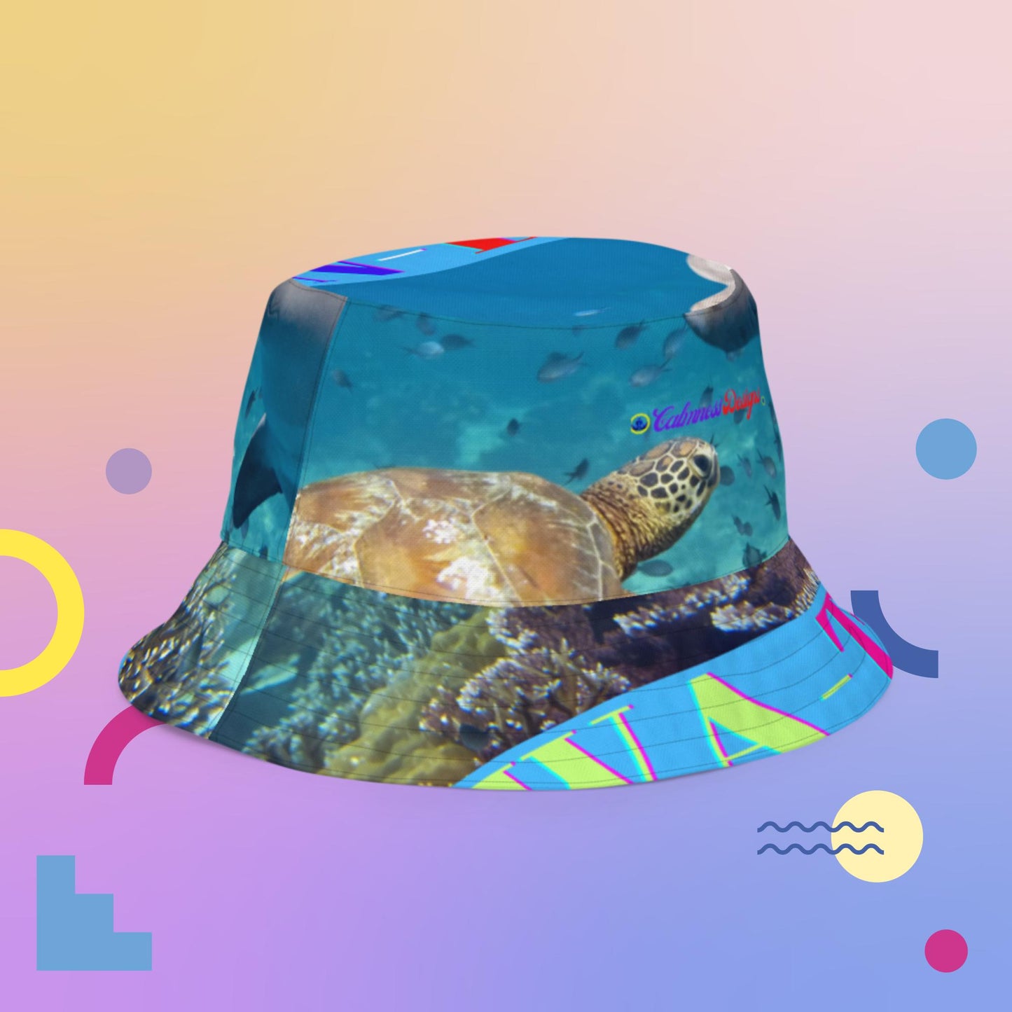 Dolphin and Turtle, Under-Water, Fishes, UN-DA WA-TA, Reversible bucket hat