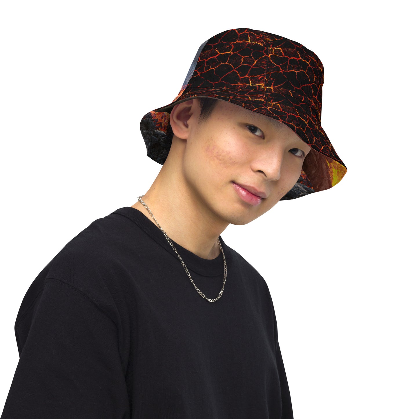 Volcano Magma Effects, Lava Flowing, Reversible bucket hat