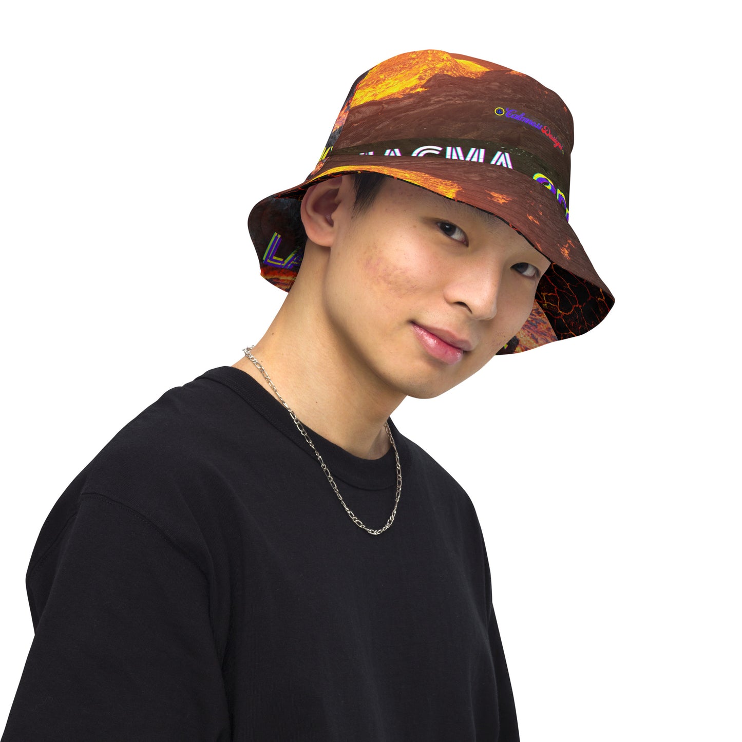 Volcano Magma Effects, Lava Flowing, Reversible bucket hat