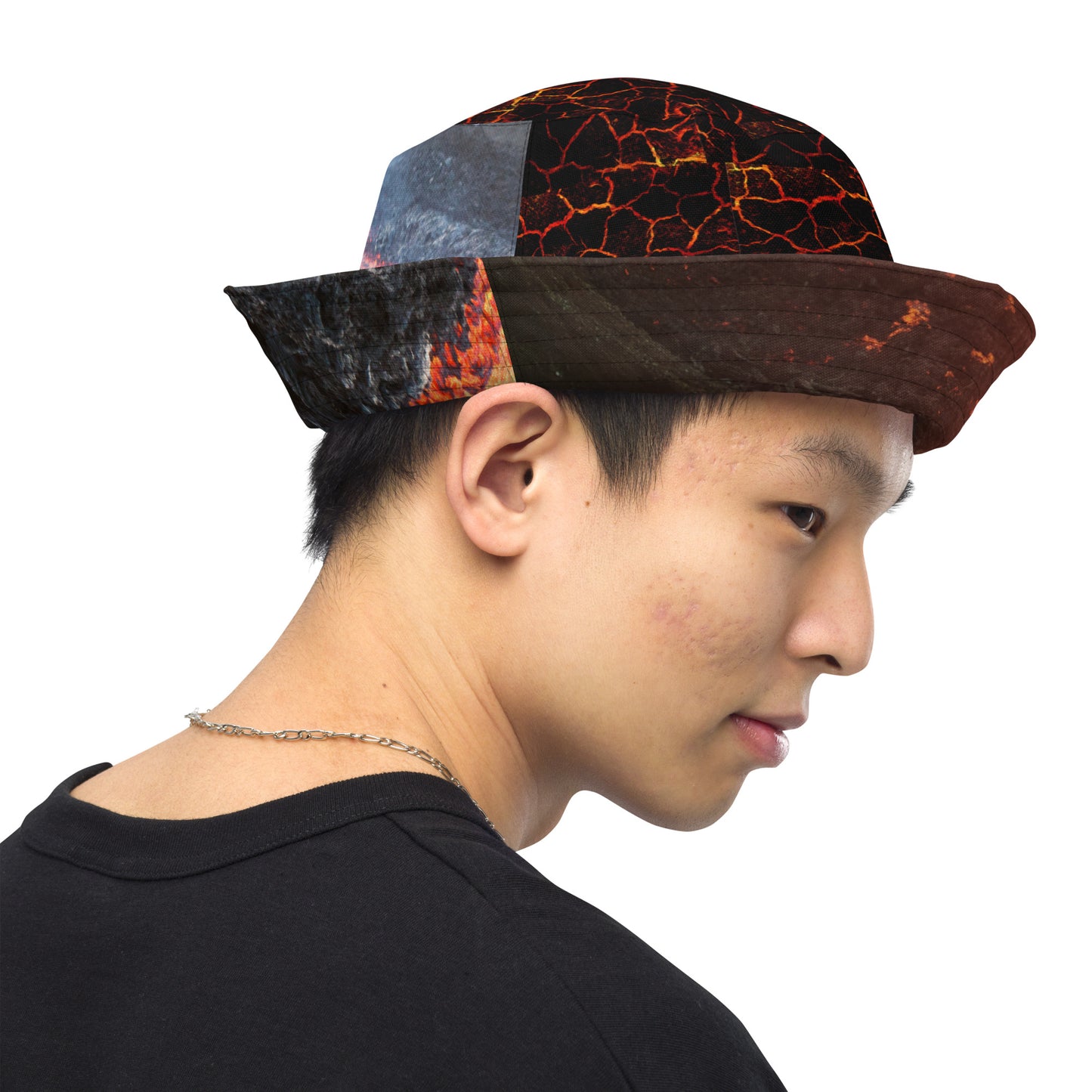 Volcano Magma Effects, Lava Flowing, Reversible bucket hat