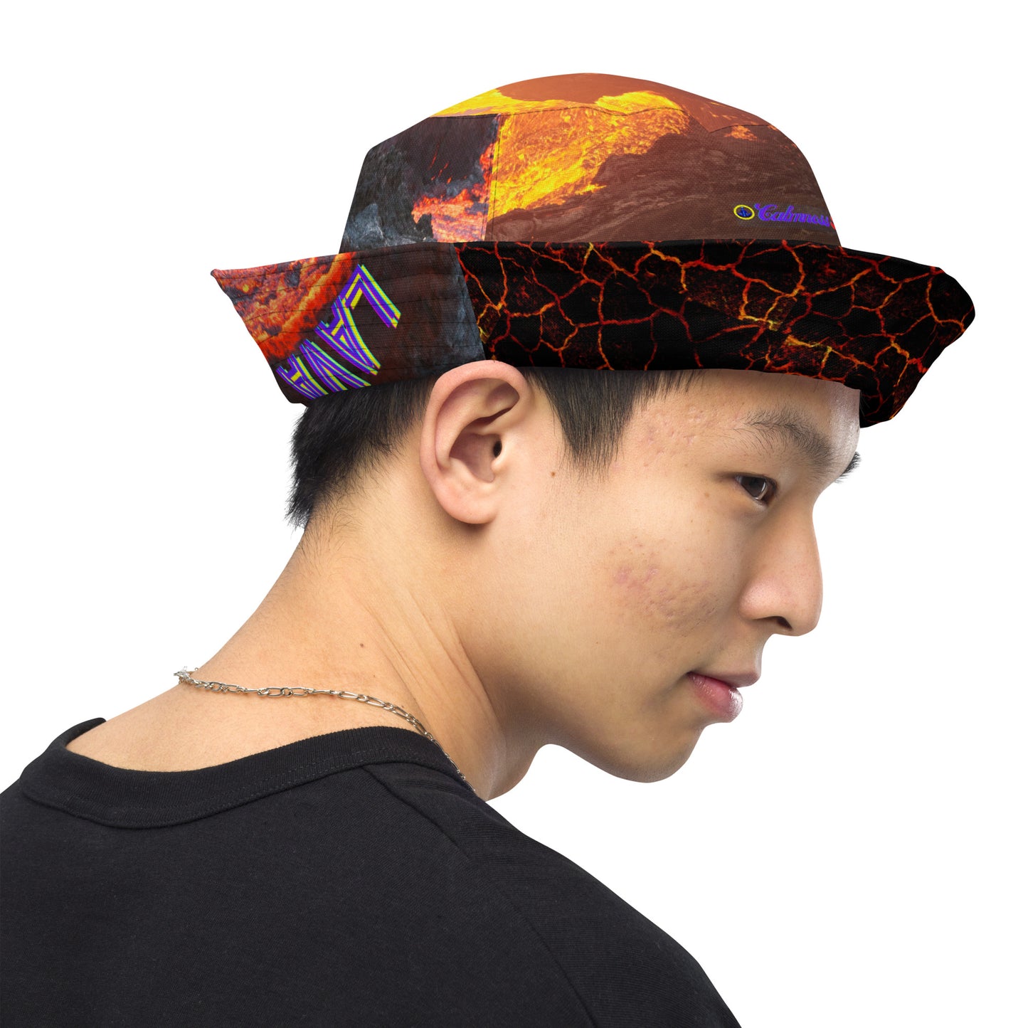 Volcano Magma Effects, Lava Flowing, Reversible bucket hat